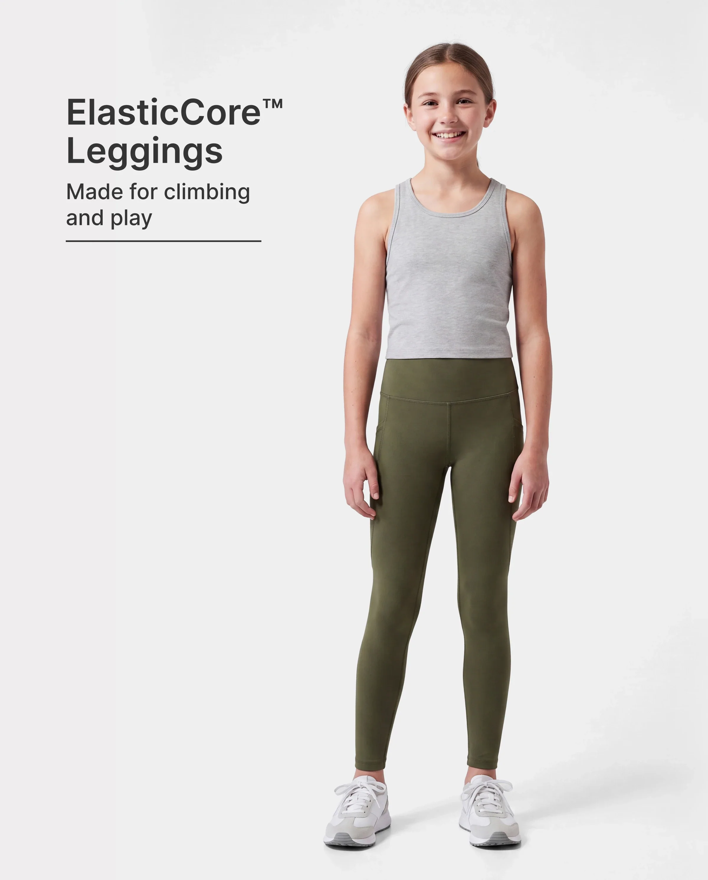 Girl's Leggings High-Waist Yoga Pants Solid Color Leggings with Complimentary Matching Scrunchie Army green - Image 2