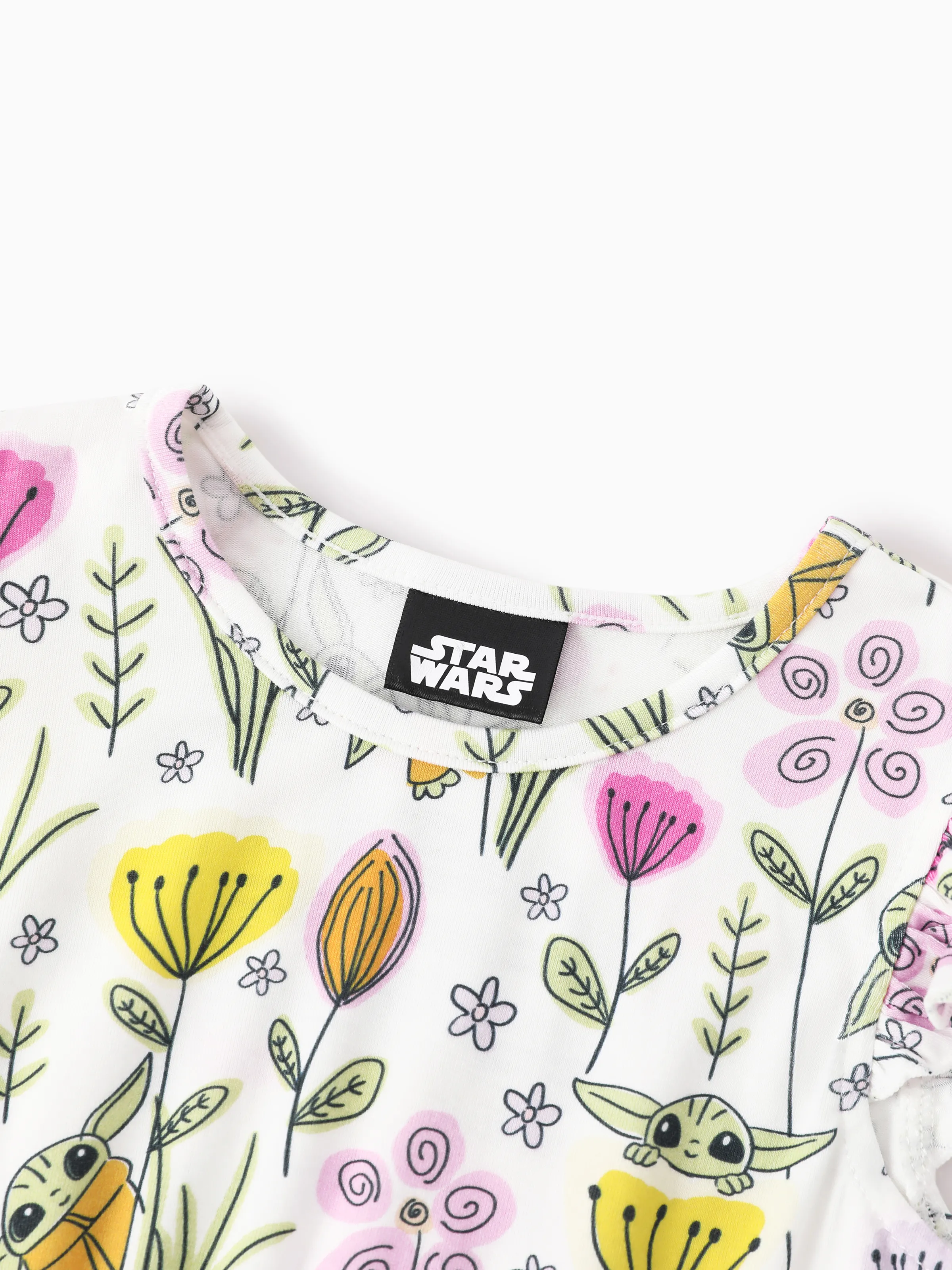 Star Wars Baby Girl Grogu Smocked Bodice Allover Print Dress/Bodysuit Hot Pink - Image 2