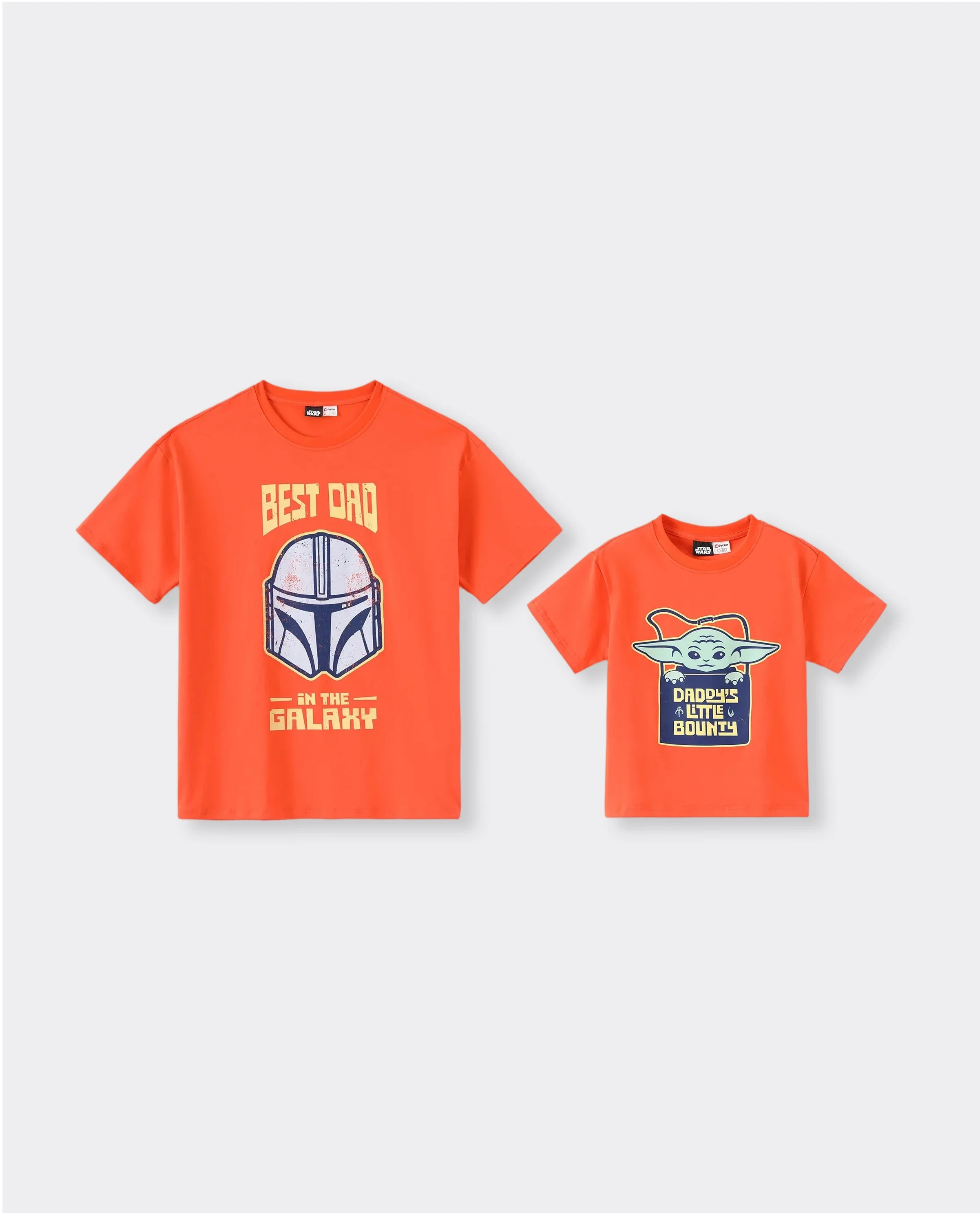 Star Wars Father's Day Matching Family Mandalorian & Grogu Cotton Tee Orange red