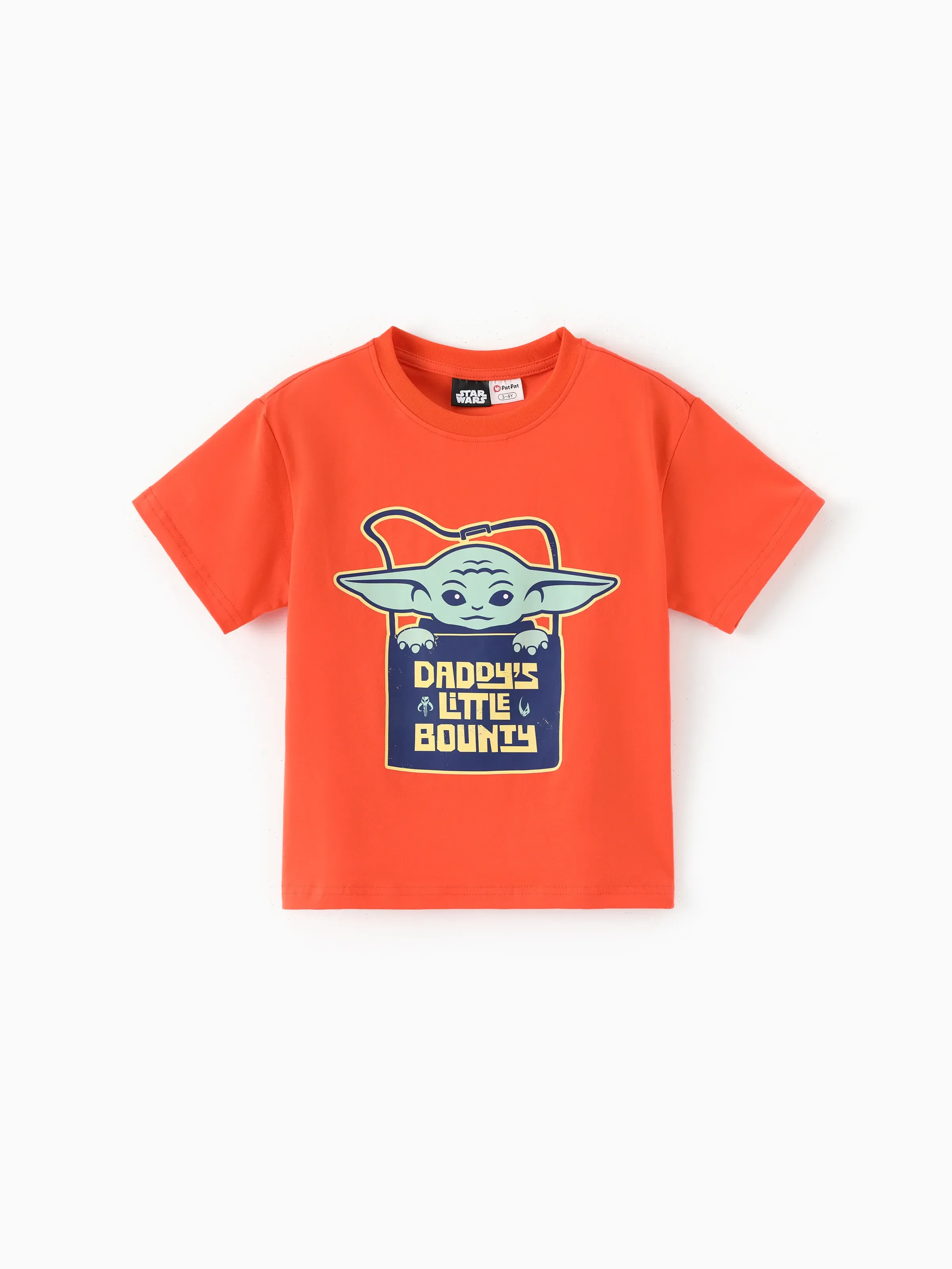 Star Wars Father's Day Matching Family Mandalorian & Grogu Cotton Tee Orange red - Image 2