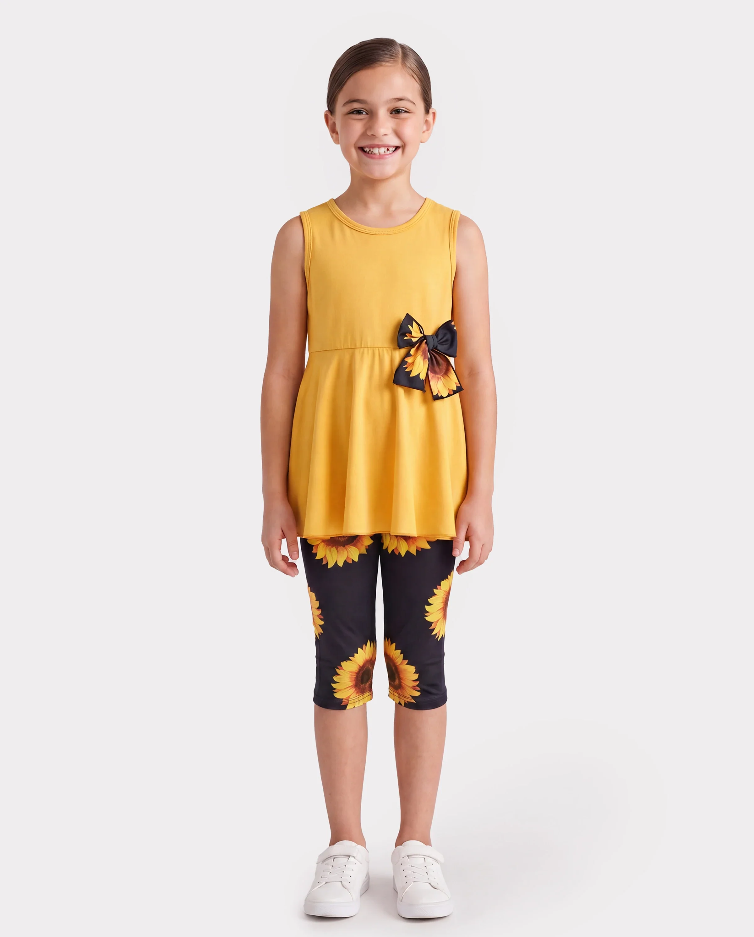 Toddler/Kid Girl 2pcs Tunie Top and Leggings Set Yellow