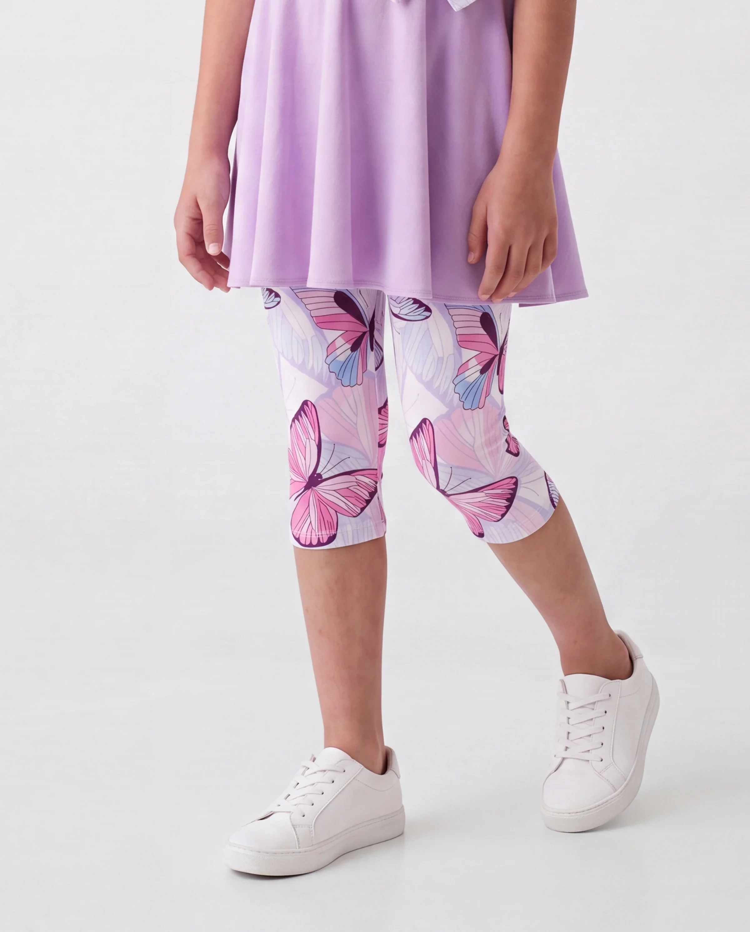 Toddler/Kid Girl 2pcs Tunie Top and Leggings Set Purple - Image 4