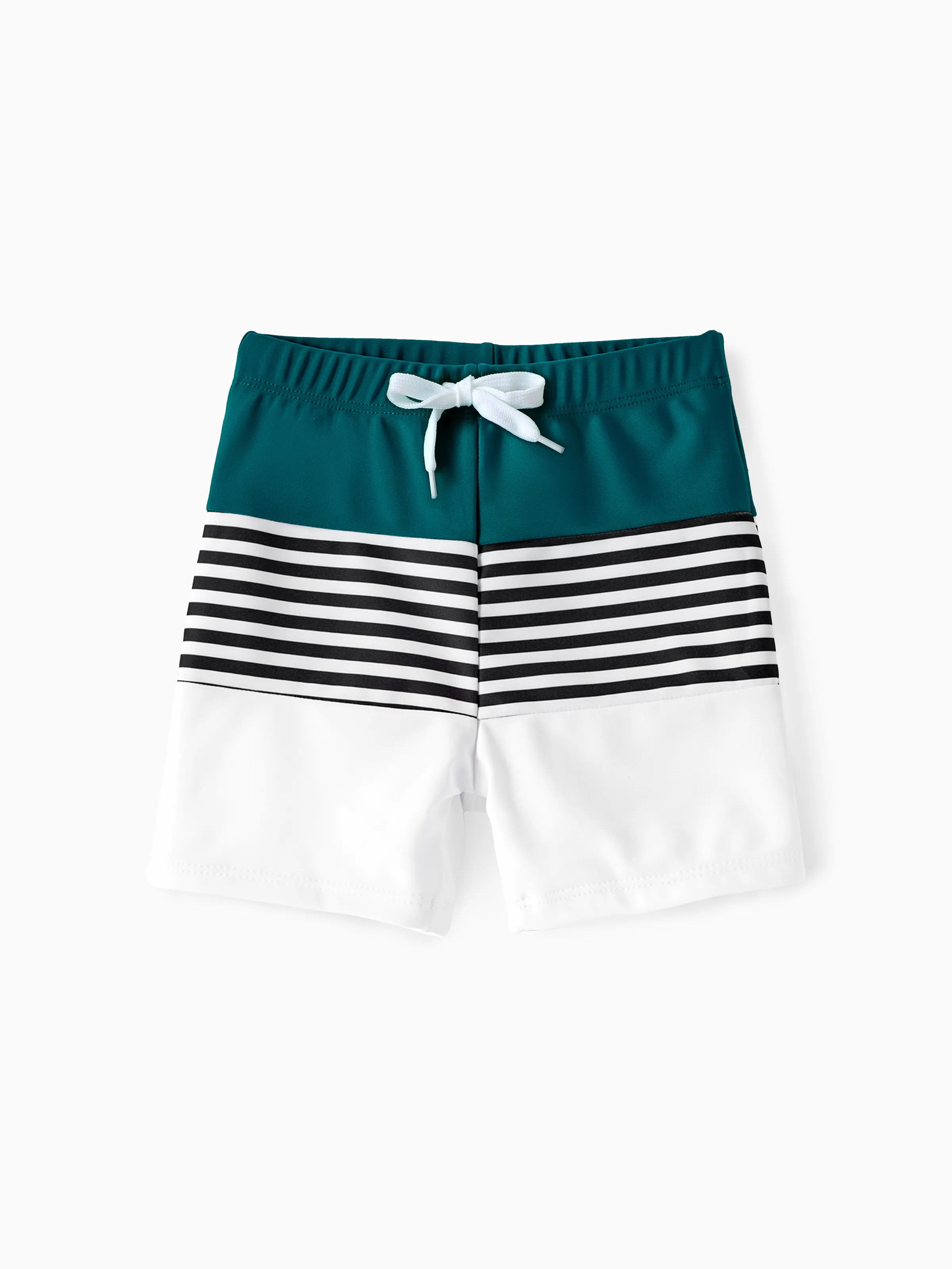 Toddler Boy Colorblock Striped Spliced Swim Trunks Shorts DeepTurquoise - Image 3