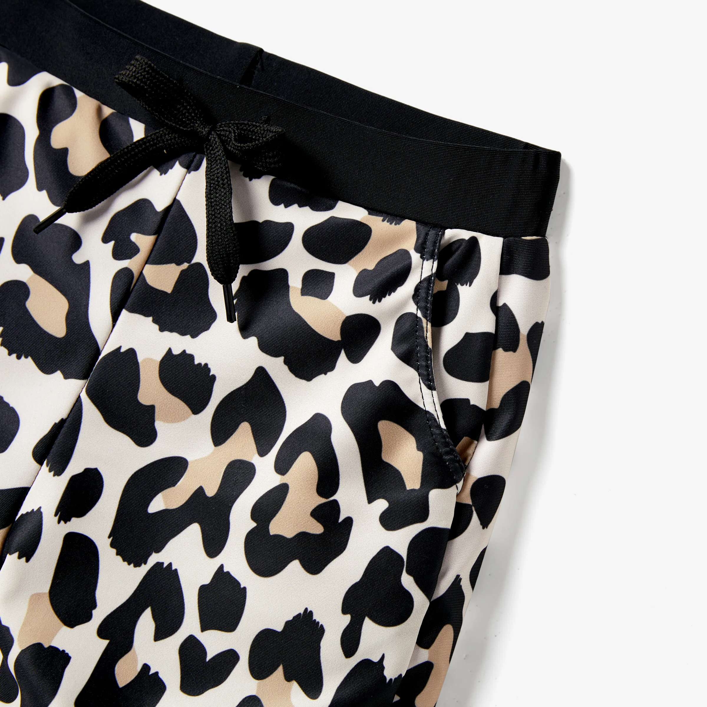 Toddler Boy Leopard Pattern Drawstring Swim Trunks Black - Image 4