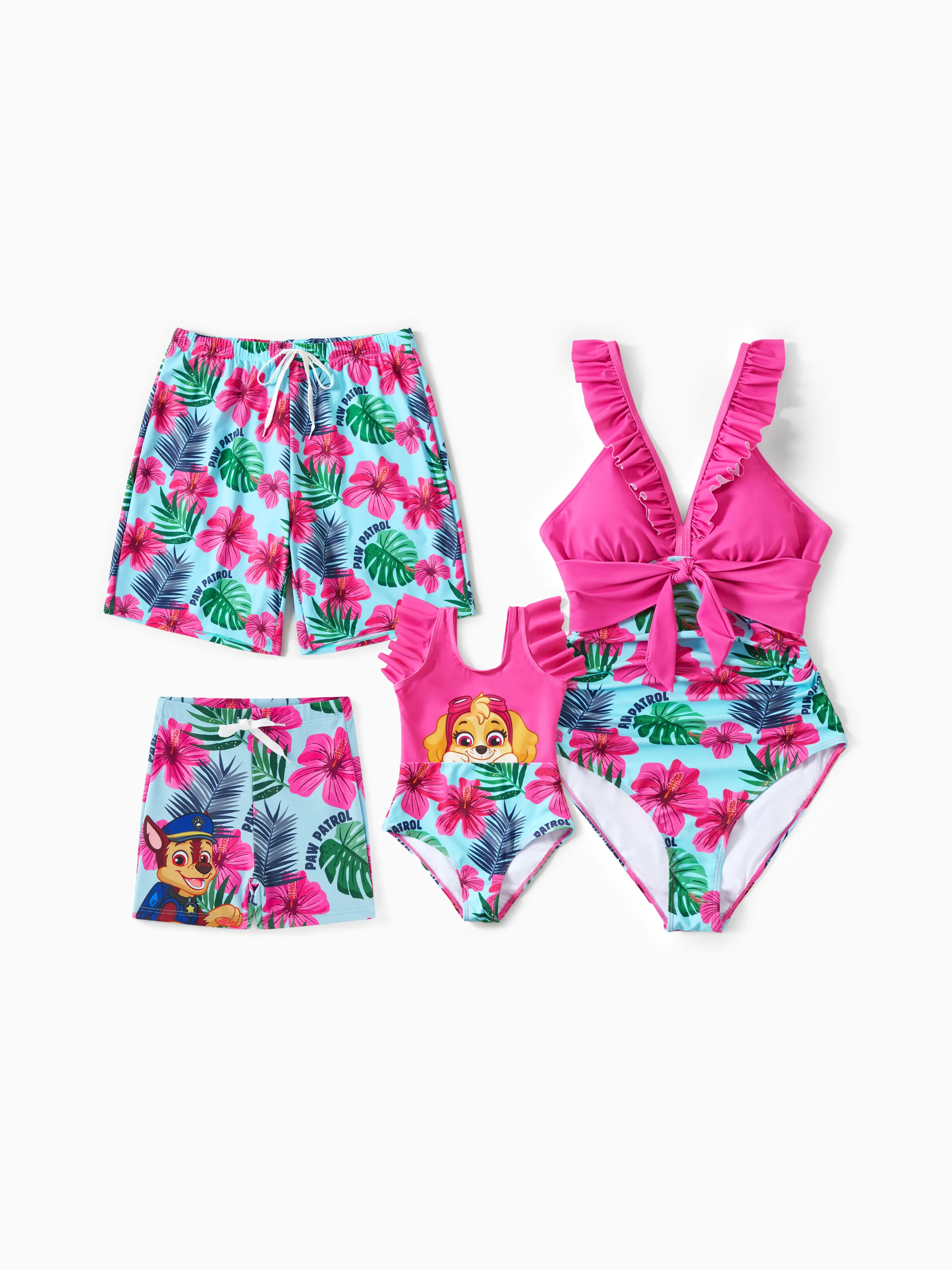 Toddler Boy PAW Patrol Large Flower All-over Print Swim Trunks Roseo - Image 2