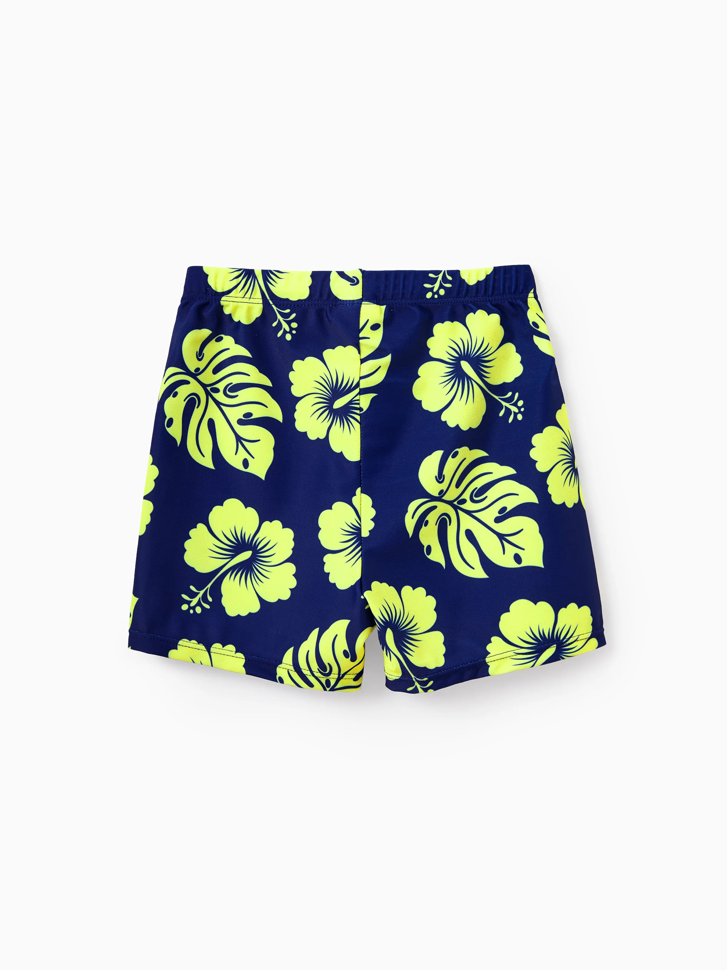 Toddler Boy Tropical Floral Swim Trunks Set Deep Blue - Image 4