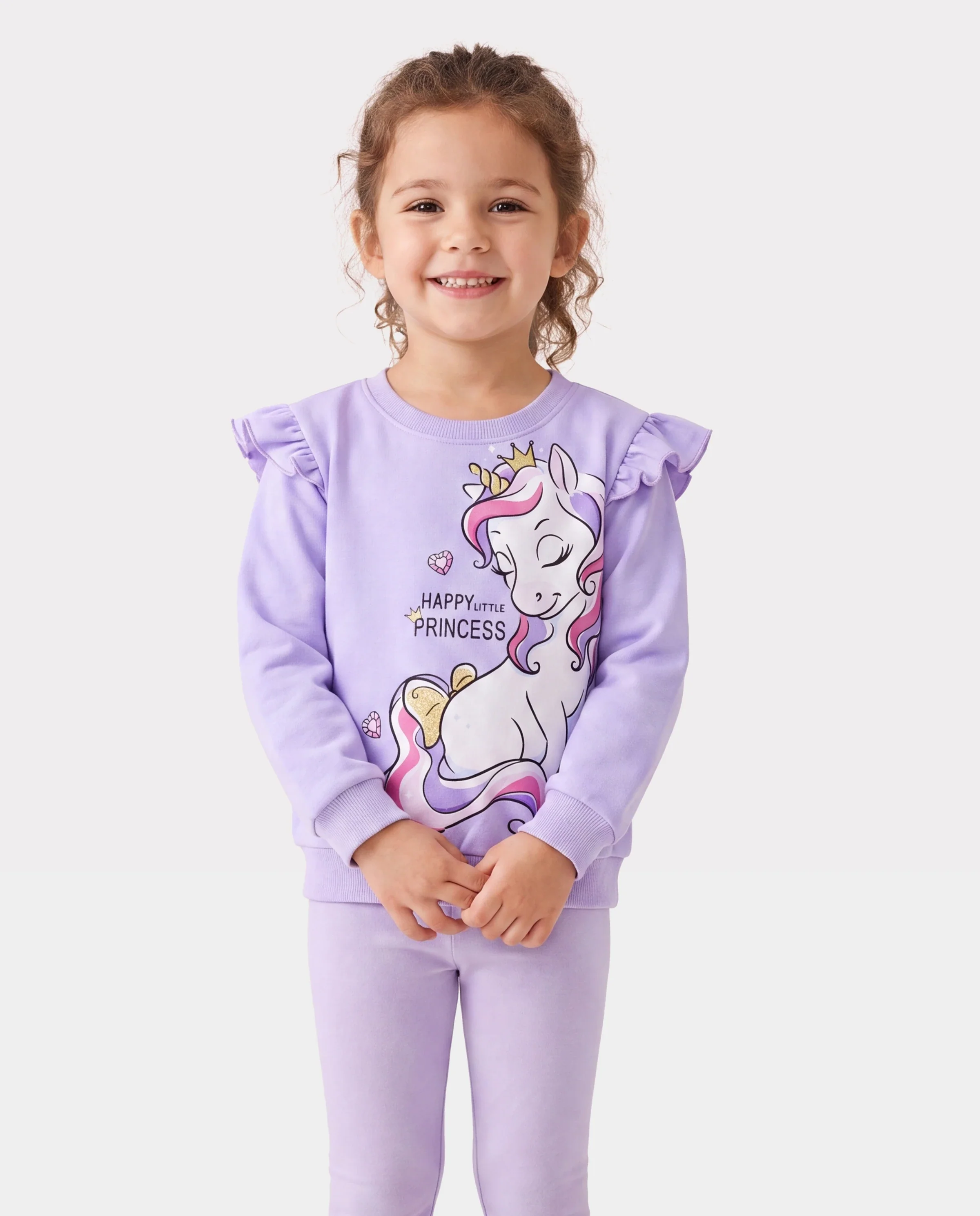 Toddler Girl Childlike Unicorn Print Sweatshirt Purple - Image 3