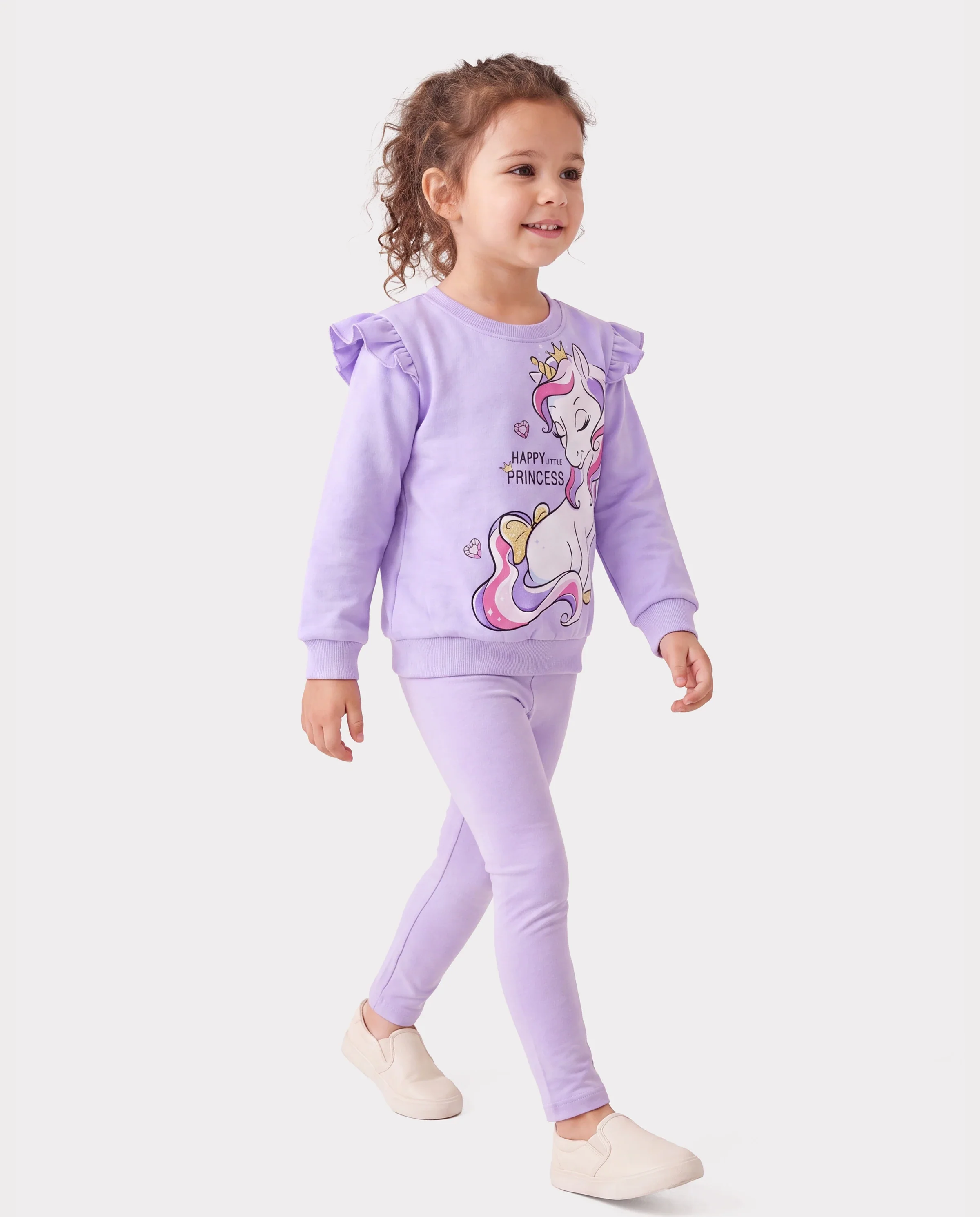 Toddler Girl Childlike Unicorn Print Sweatshirt Purple - Image 4