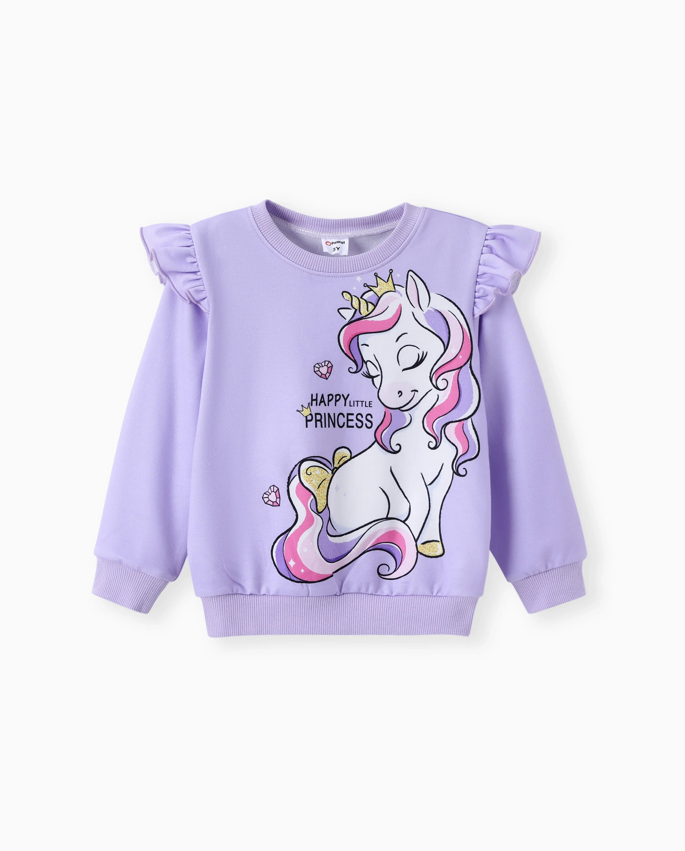 Toddler Girl Childlike Unicorn Print Sweatshirt Purple - Image 6