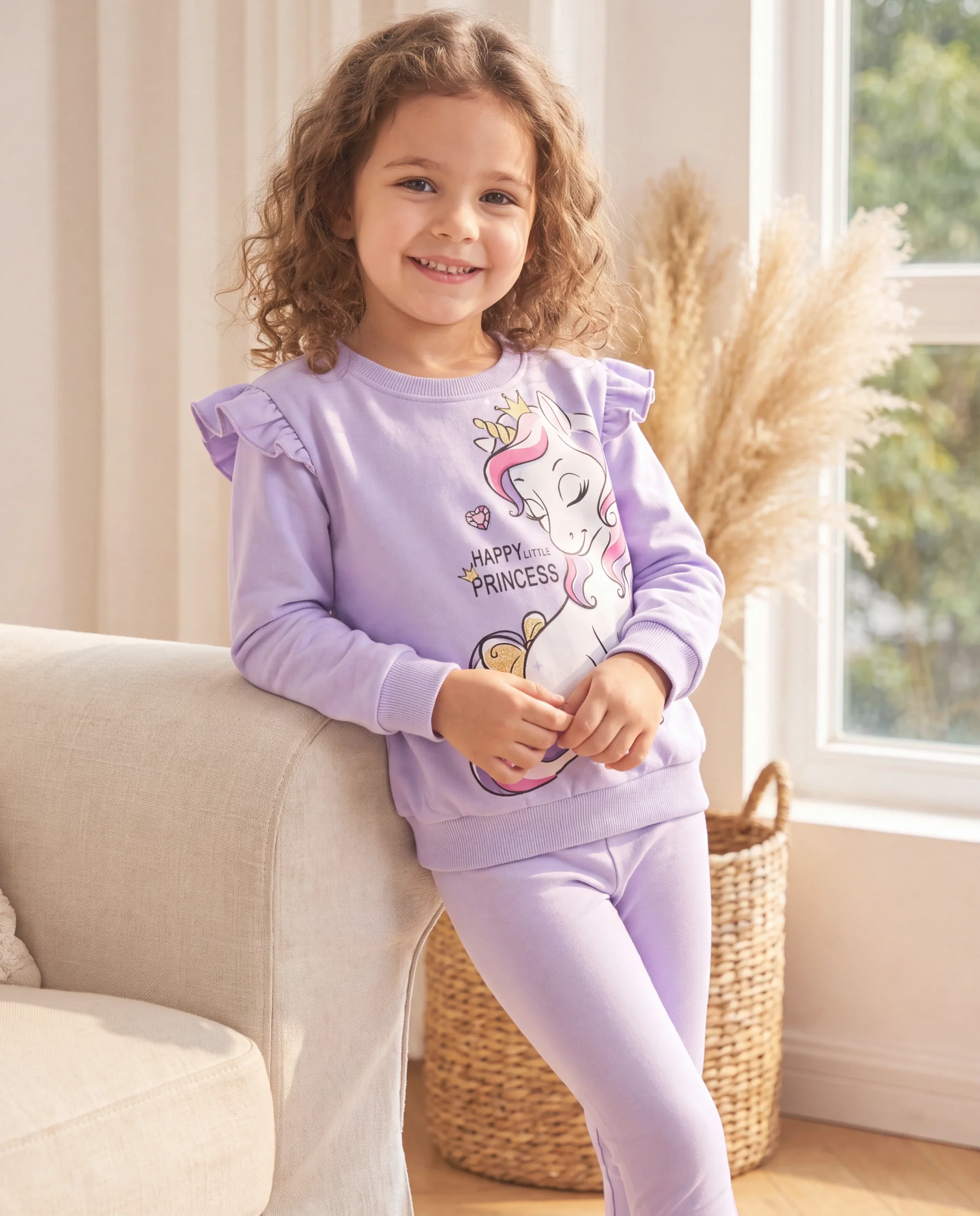 Toddler Girl Childlike Unicorn Print Sweatshirt Purple - Image 7
