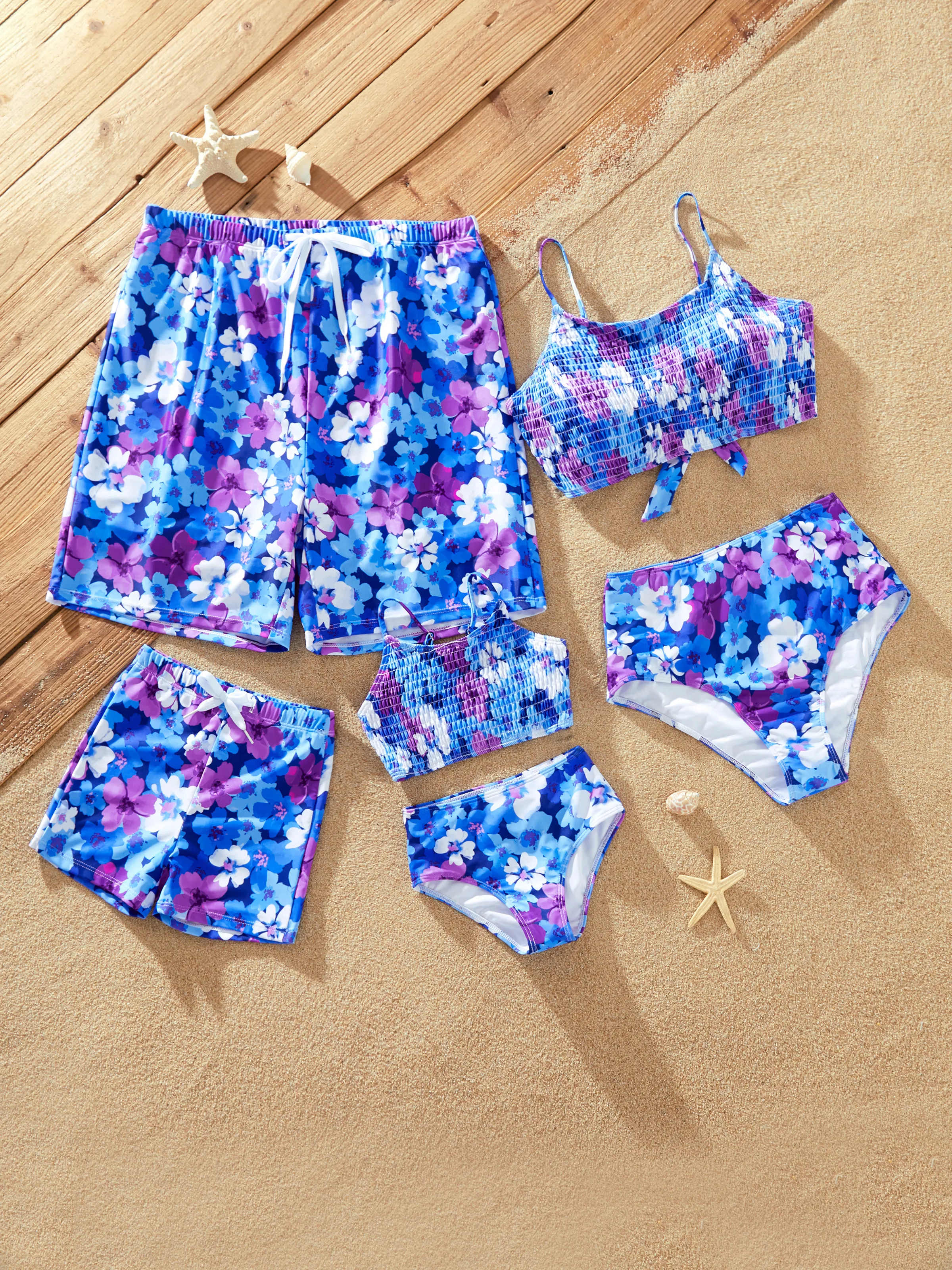 Toddler Girl Flora Smocking Strap two-piece Swimsuit Purple - Image 2