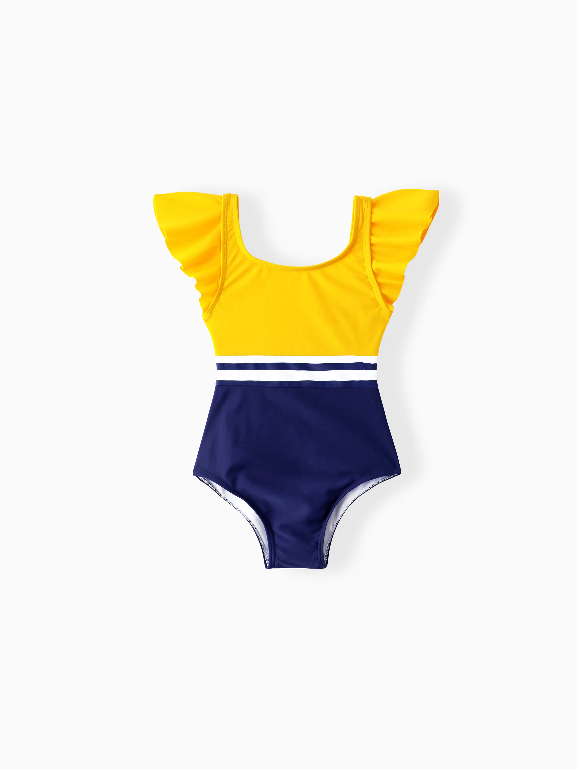 Toddler Girl Stripe & Colorblock Spliced One Piece Swimsuit ColorBlock