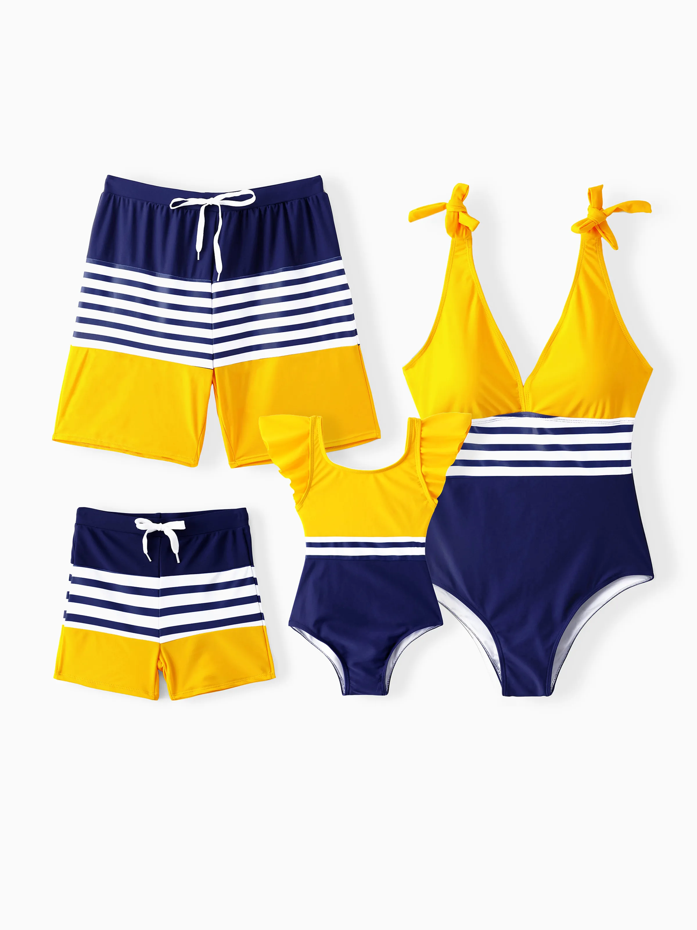 Toddler Girl Stripe & Colorblock Spliced One Piece Swimsuit ColorBlock - Image 2
