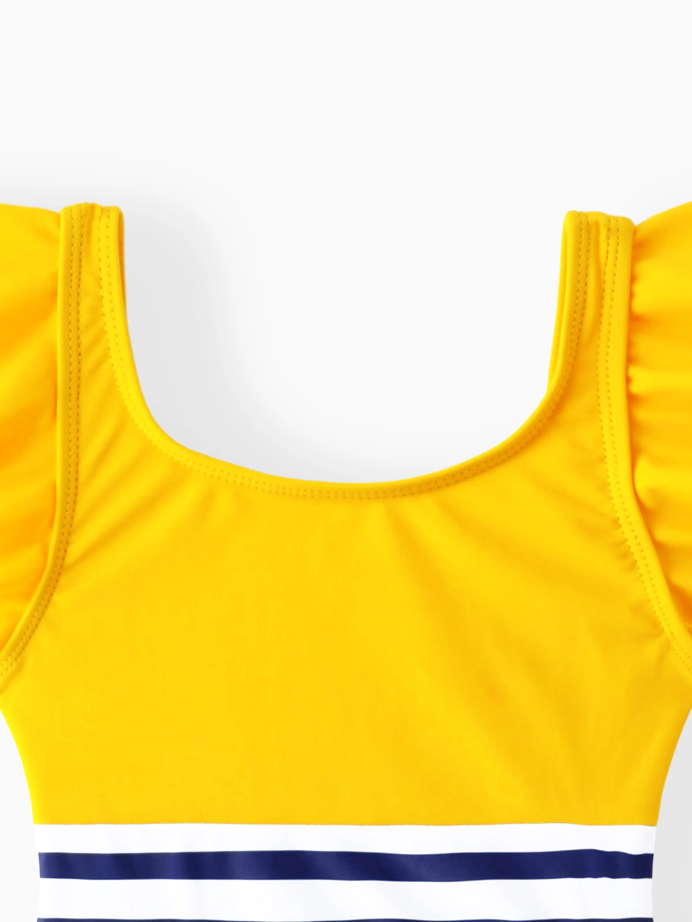 Toddler Girl Stripe & Colorblock Spliced One Piece Swimsuit ColorBlock - Image 3