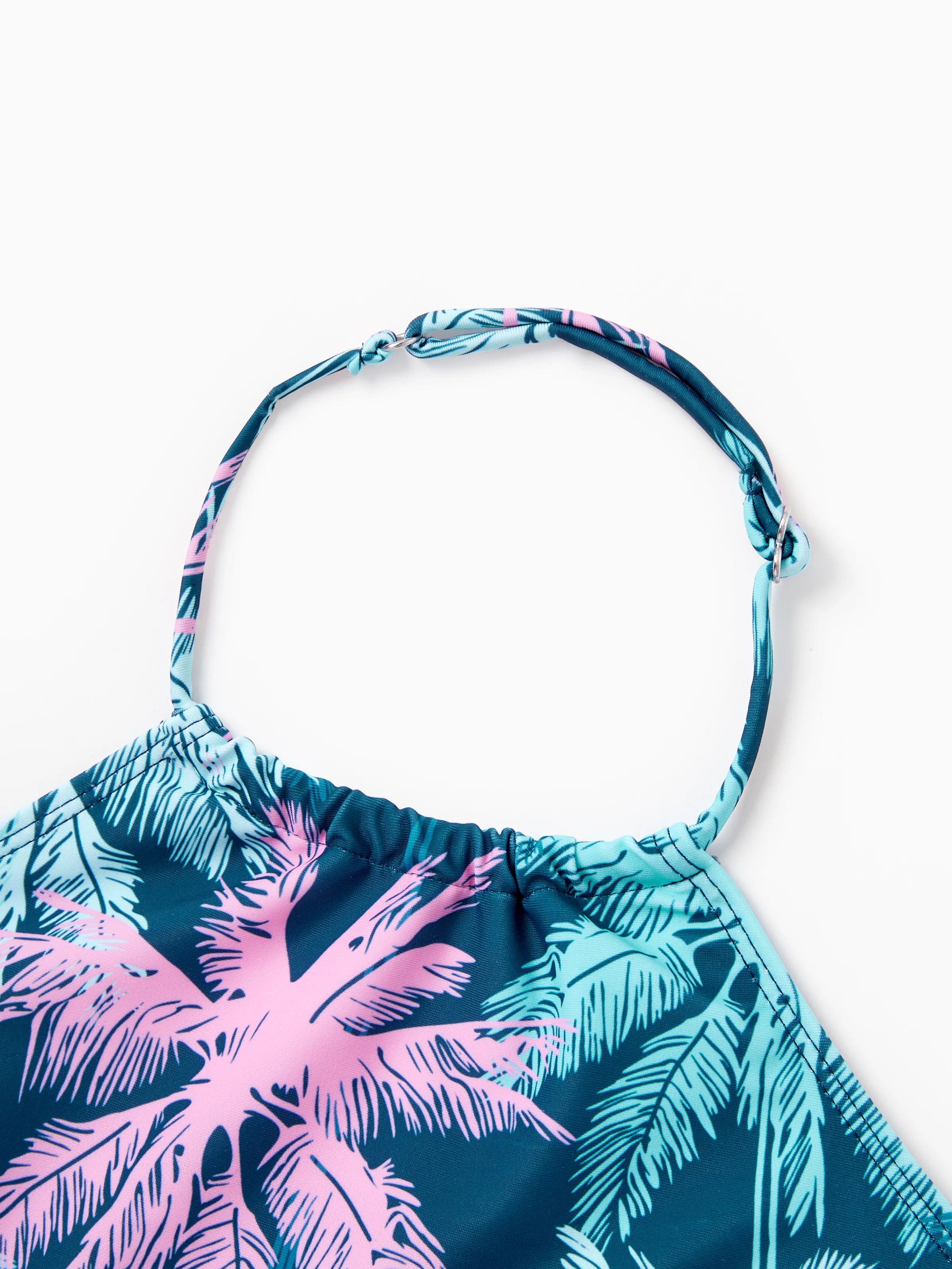 Toddler Girl Swimsuits Tropical Palm Tree Print Ruffle two-piece Swimsuit, Beach Vacation Swimwear Turquoise - Image 5