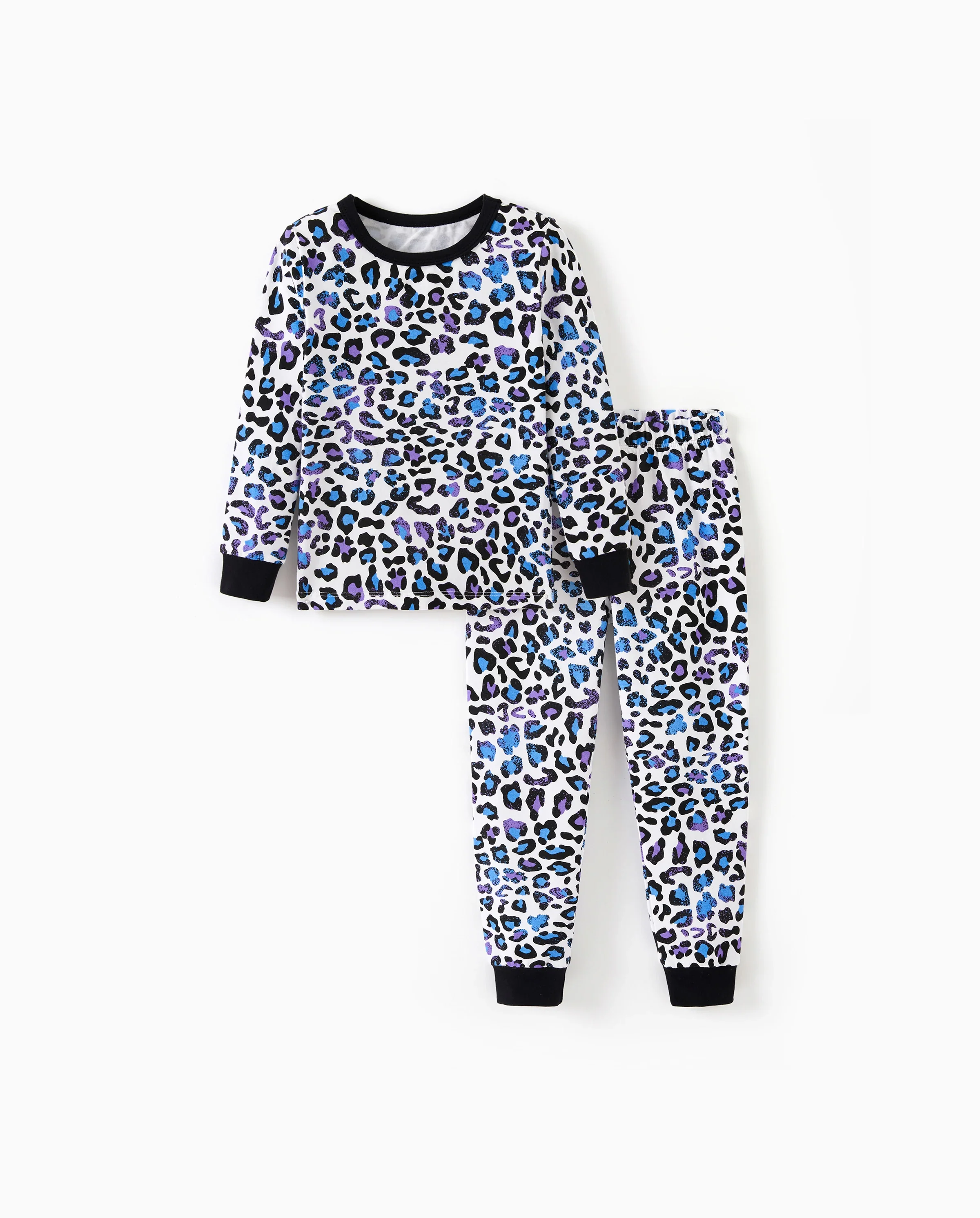 Toddler / Kids 2-piece Organic Cotton Pajamas with Childlike Print Snug fit Pjs for Girls / Boys Black - Image 6