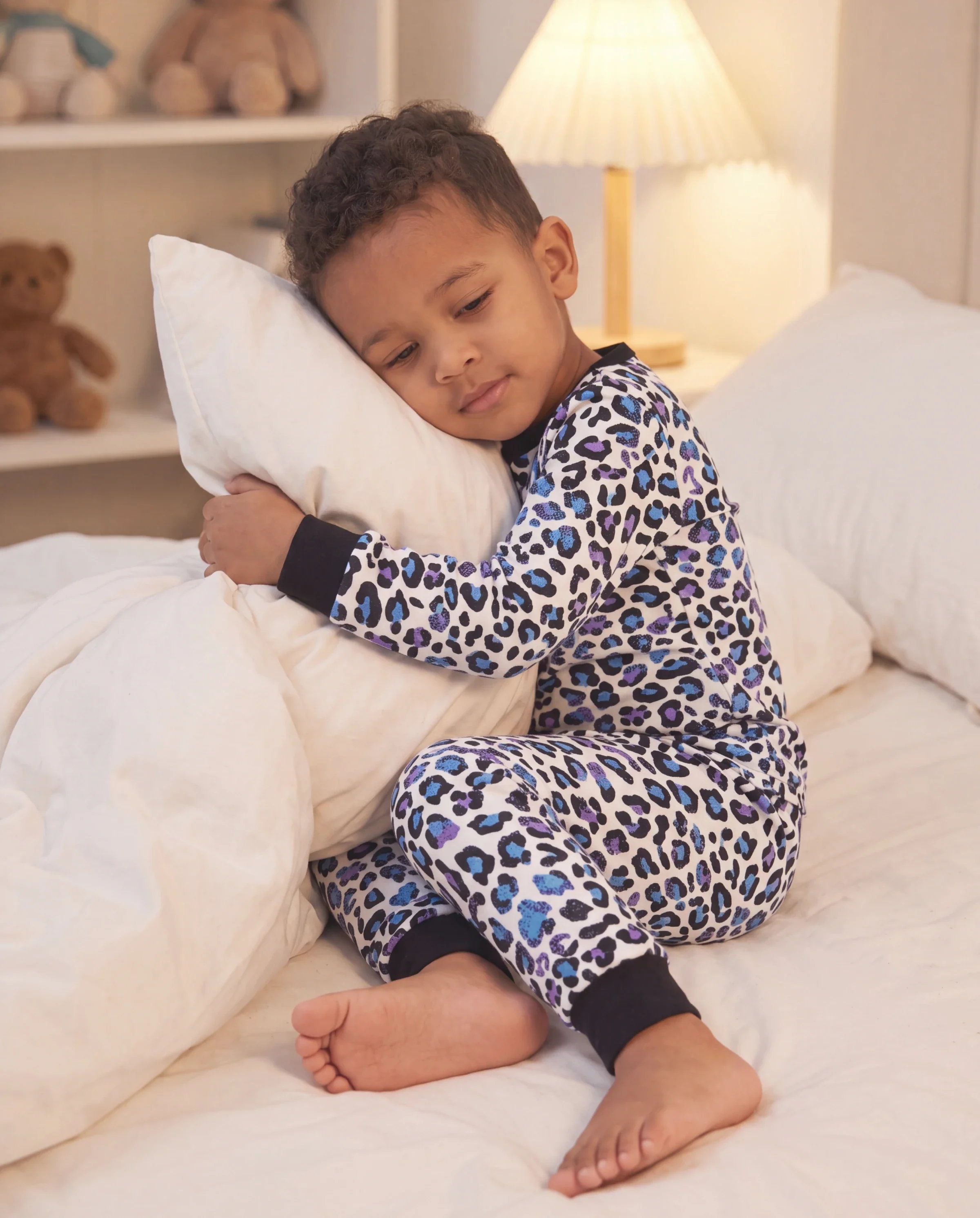 Toddler / Kids 2-piece Organic Cotton Pajamas with Childlike Print Snug fit Pjs for Girls / Boys Black - Image 7