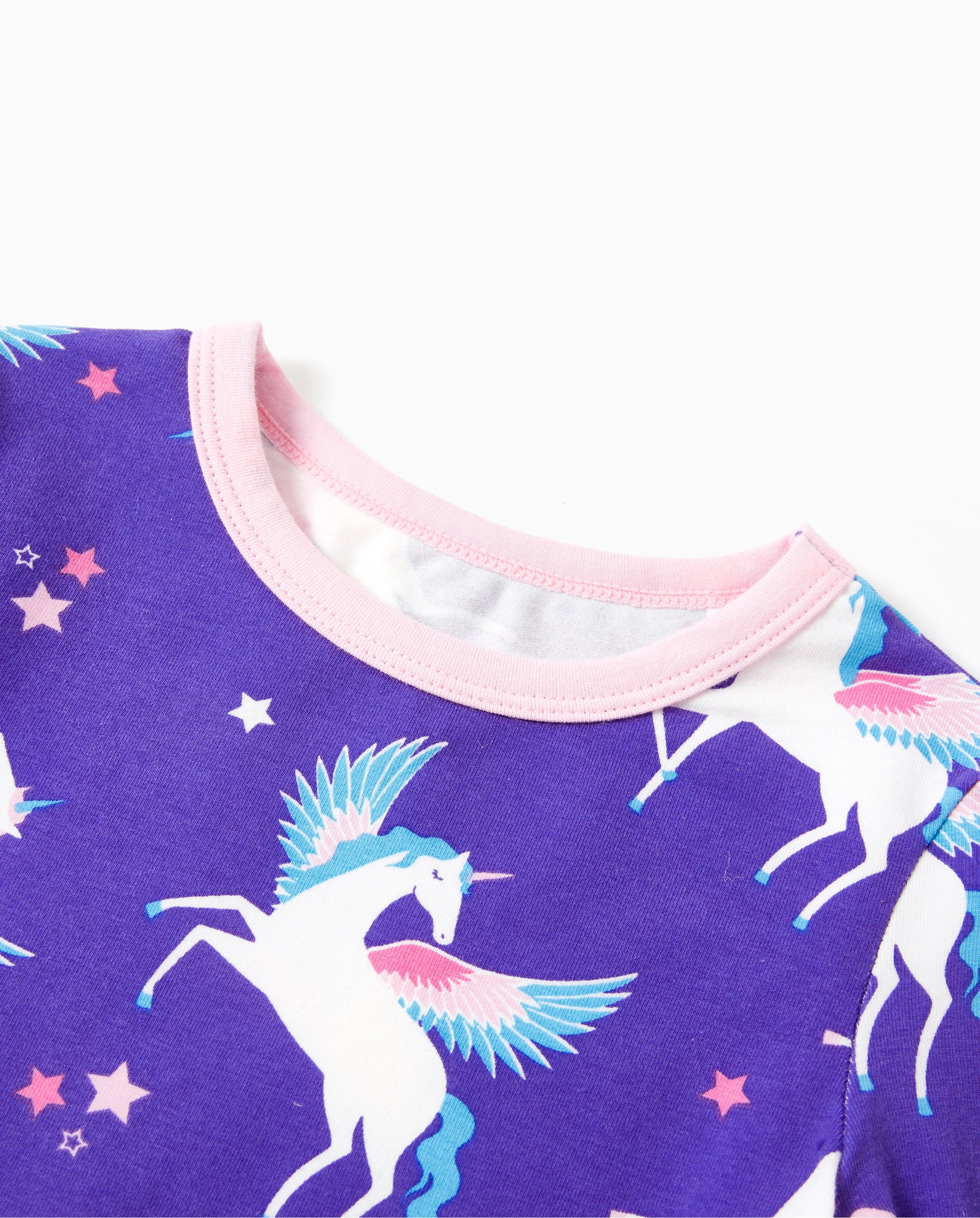 Toddler / Kids 2-piece Organic Cotton Pajamas with Childlike Print Snug fit Pjs for Girls / Boys Purple - Image 4