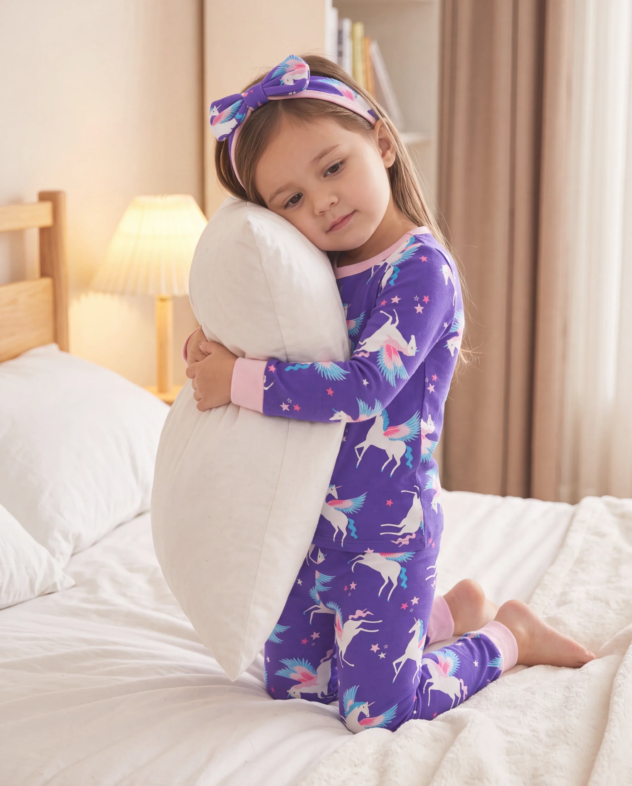 Toddler / Kids 2-piece Organic Cotton Pajamas with Childlike Print Snug fit Pjs for Girls / Boys Purple - Image 7
