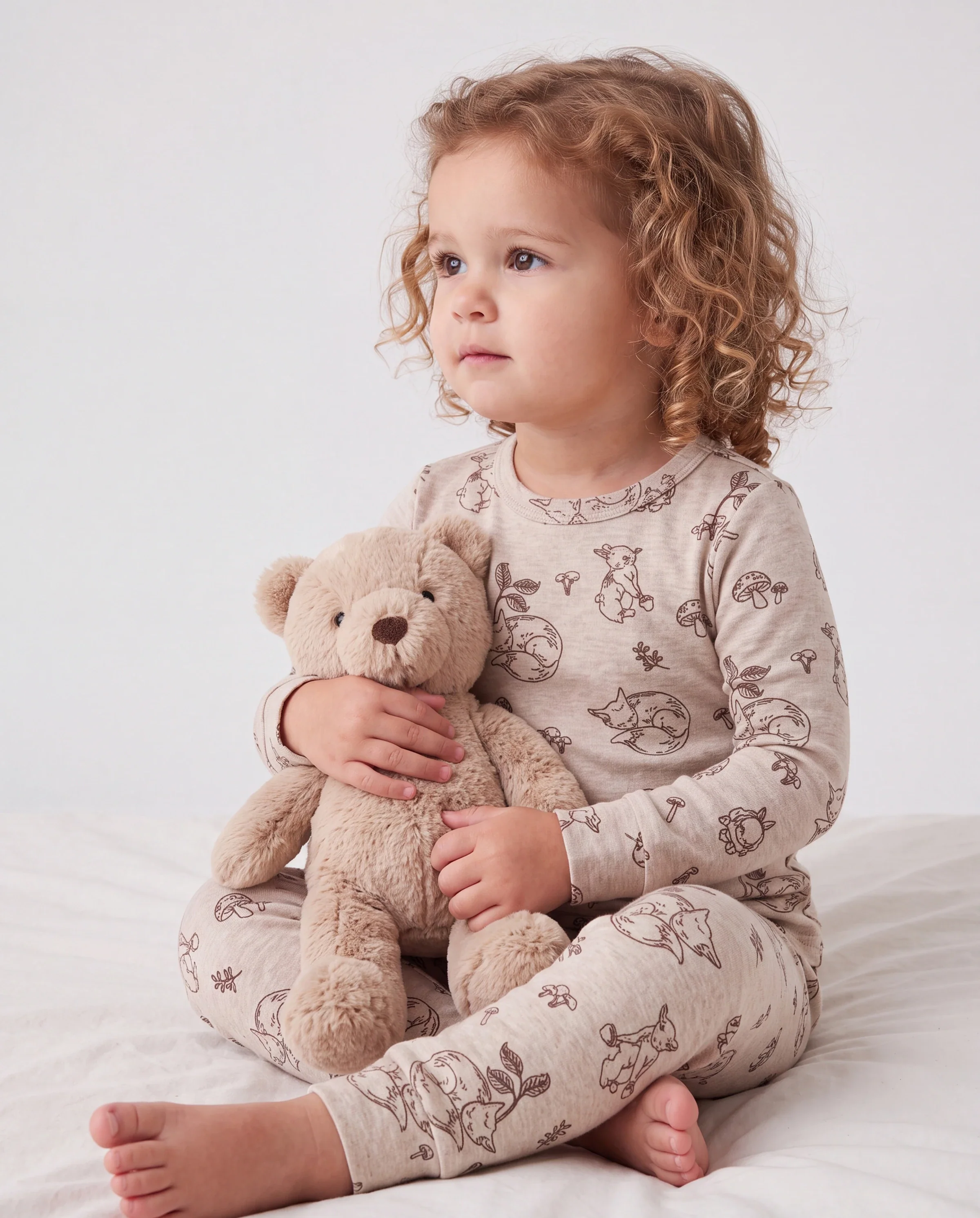 Toddler / Kids 2-piece Pajamas With Animal Print ( Snug-Fitting ) Apricot - Image 2