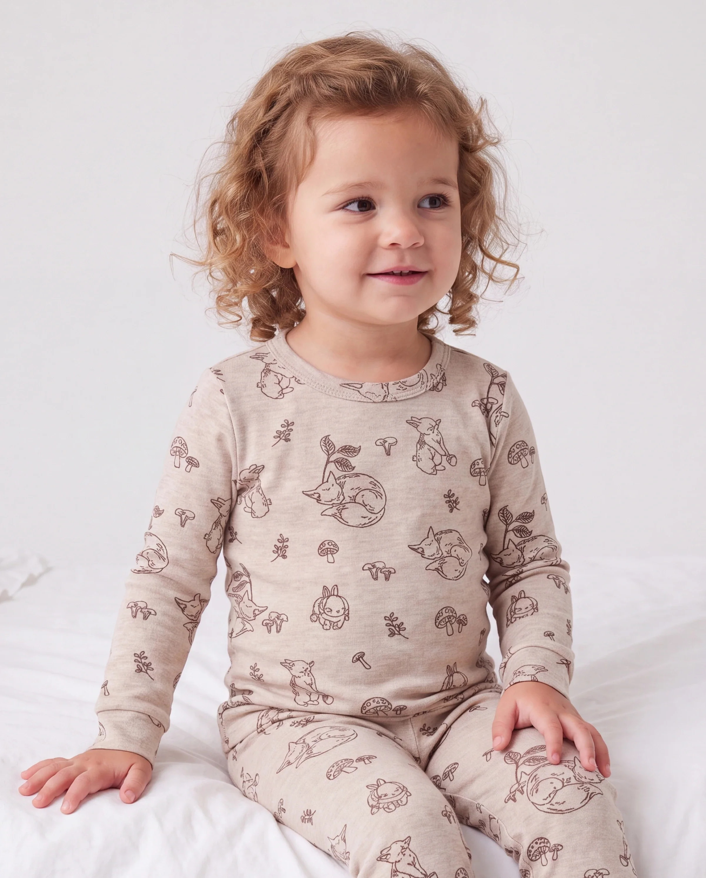 Toddler / Kids 2-piece Pajamas With Animal Print ( Snug-Fitting ) Apricot - Image 3