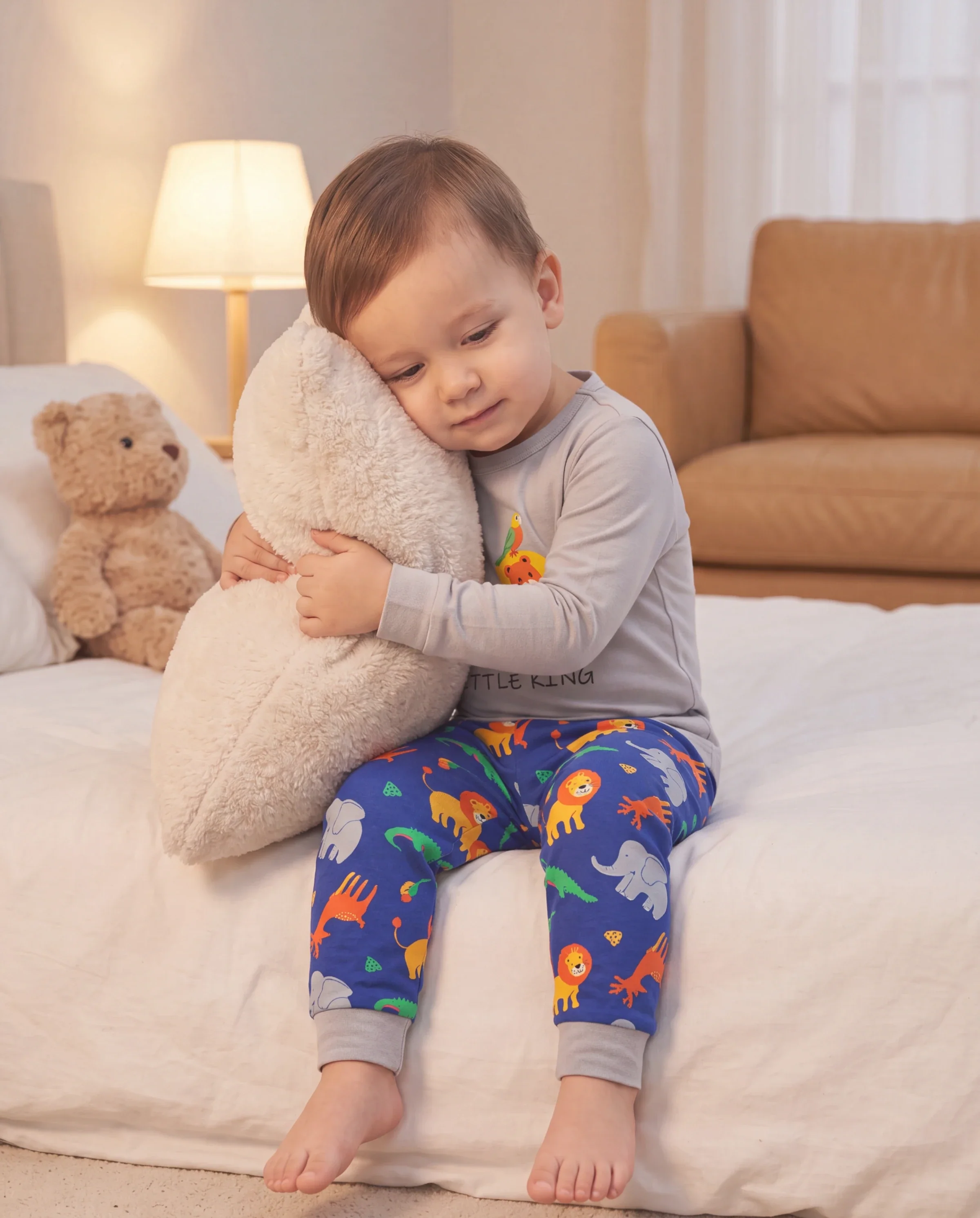 Toddler / Kids 4-piece Organic Cotton Pajamas 4-in 1 PJ Snug fit Pjs for Girls / Boys Grey - Image 7
