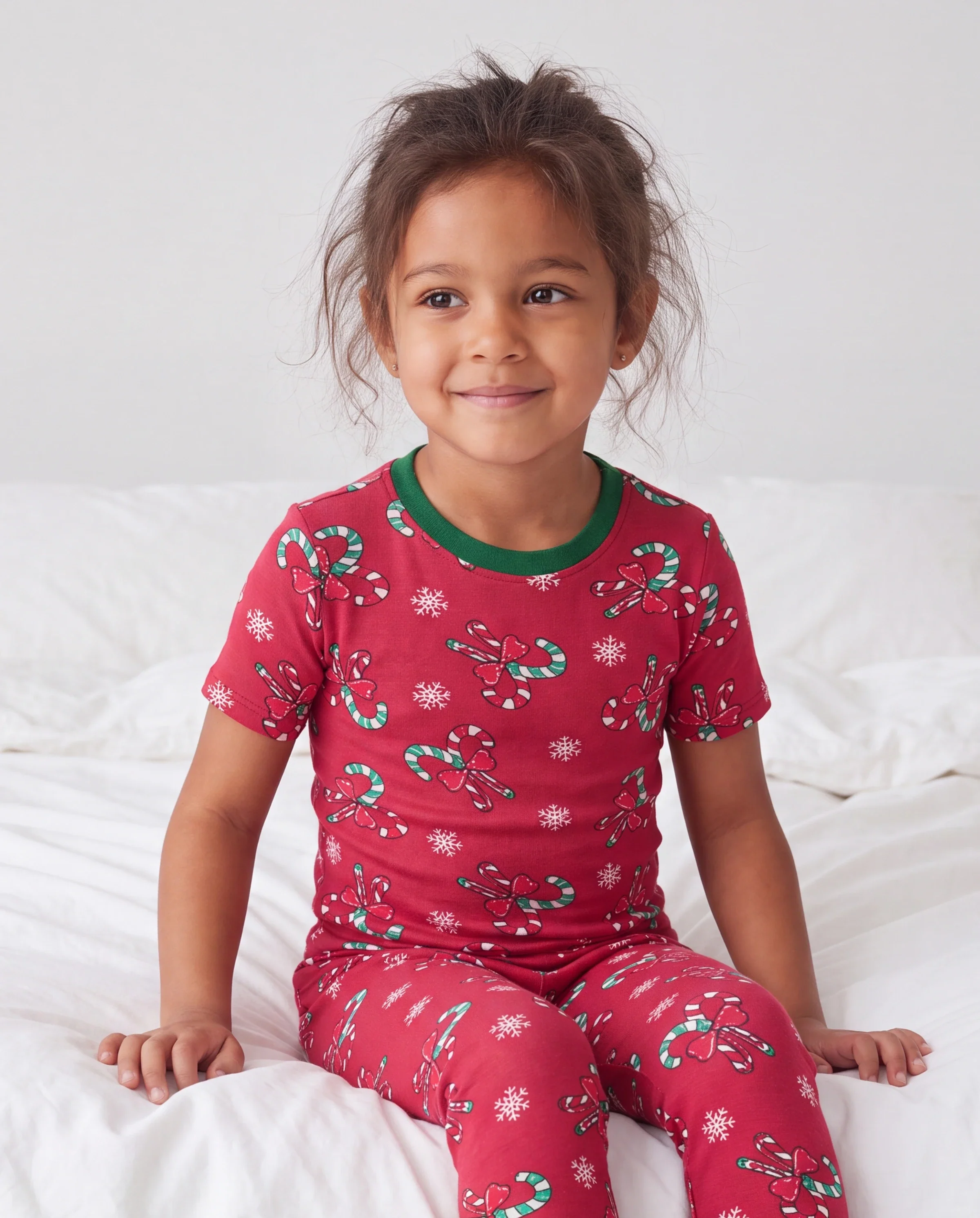 Toddler / Kids Christmas / Halloween Pajamas 3-Piece Bamboo Pajama Set 2-in-1 Look for 4 Seasons (Snug-Fitting) Green - Image 3