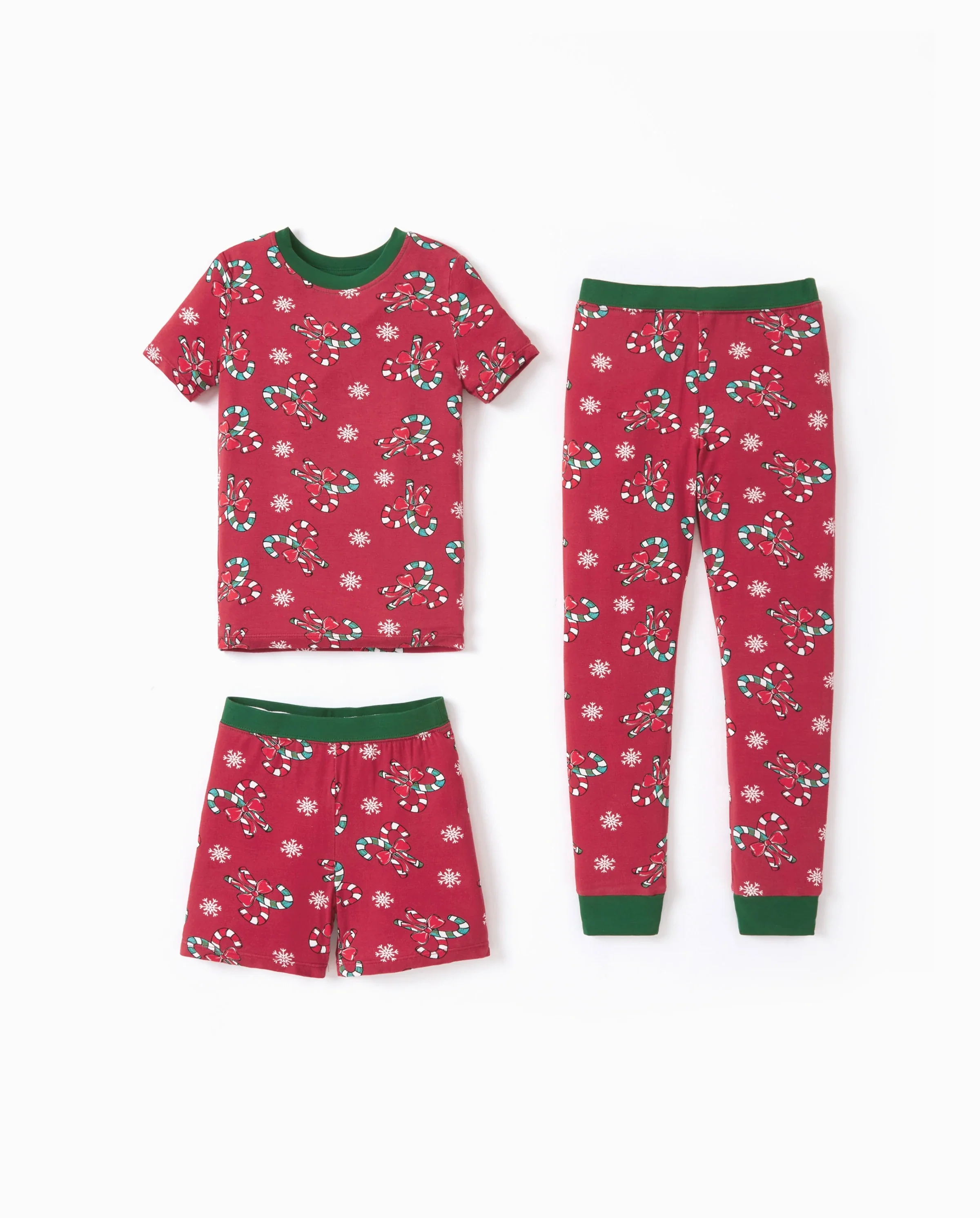 Toddler / Kids Christmas / Halloween Pajamas 3-Piece Bamboo Pajama Set 2-in-1 Look for 4 Seasons (Snug-Fitting) Green - Image 5