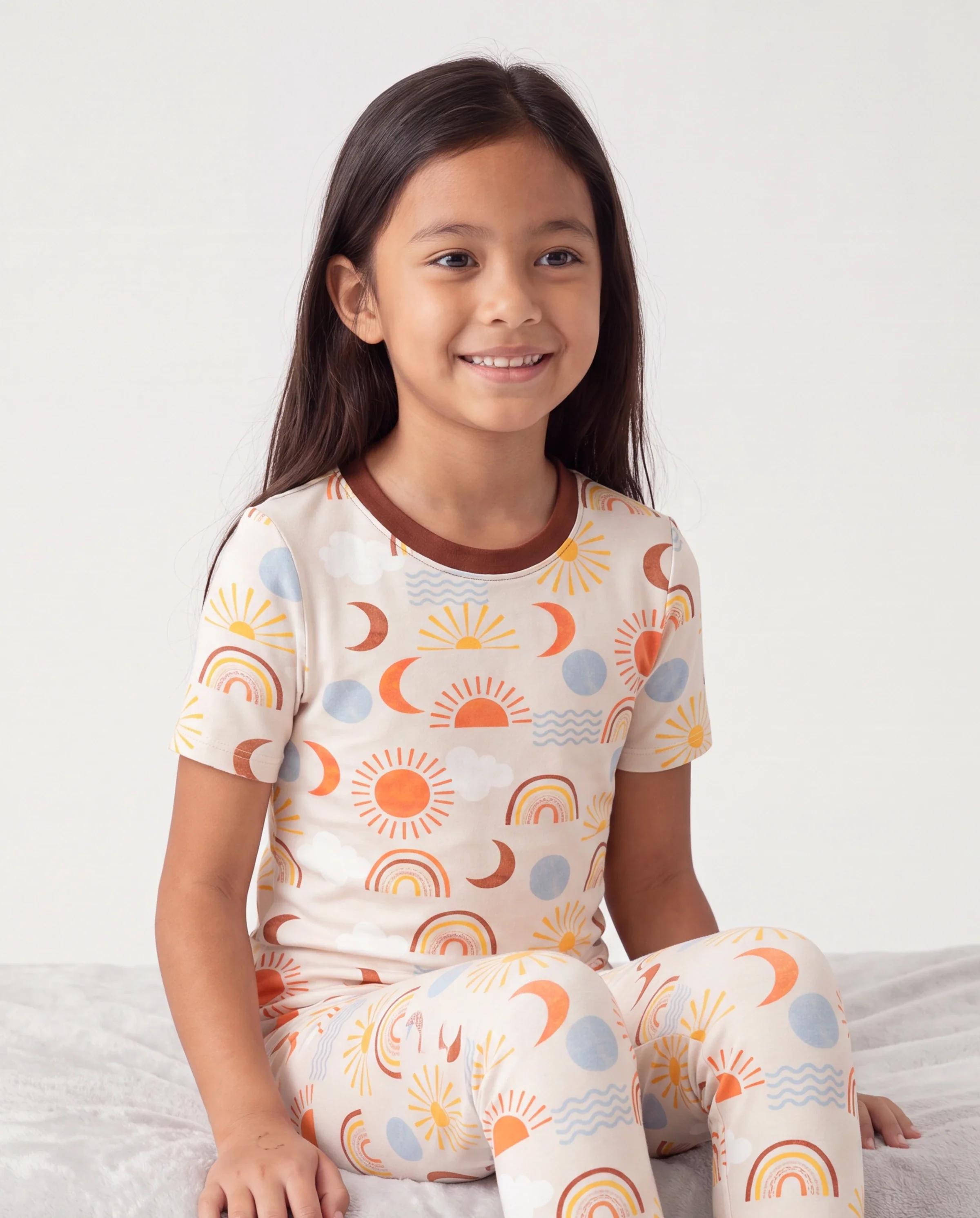 Toddler / Kids Christmas / Halloween Pajamas 3-Piece Bamboo Pajama Set 2-in-1 Look for 4 Seasons (Snug-Fitting) Apricot - Image 3