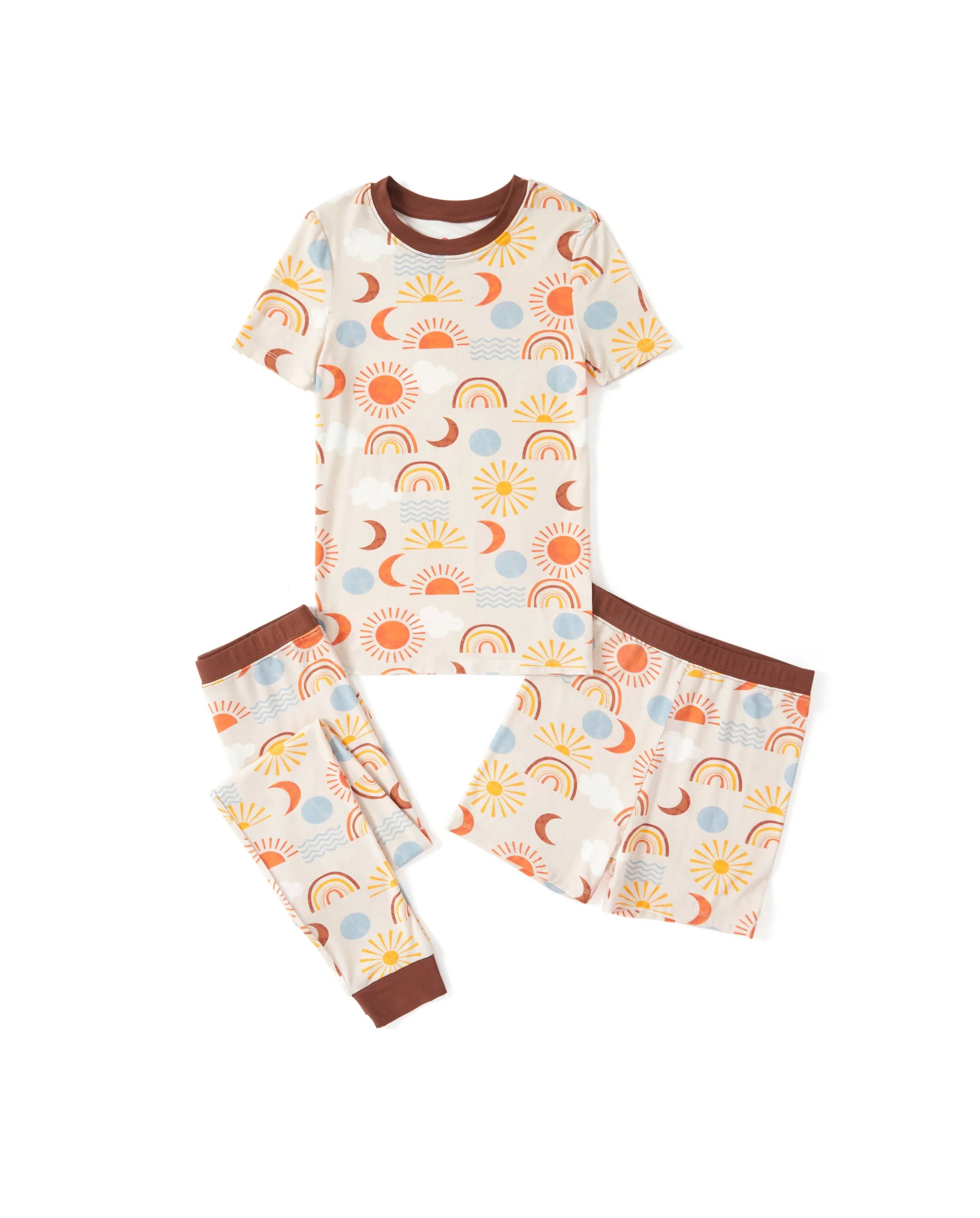 Toddler / Kids Christmas / Halloween Pajamas 3-Piece Bamboo Pajama Set 2-in-1 Look for 4 Seasons (Snug-Fitting) Apricot - Image 6