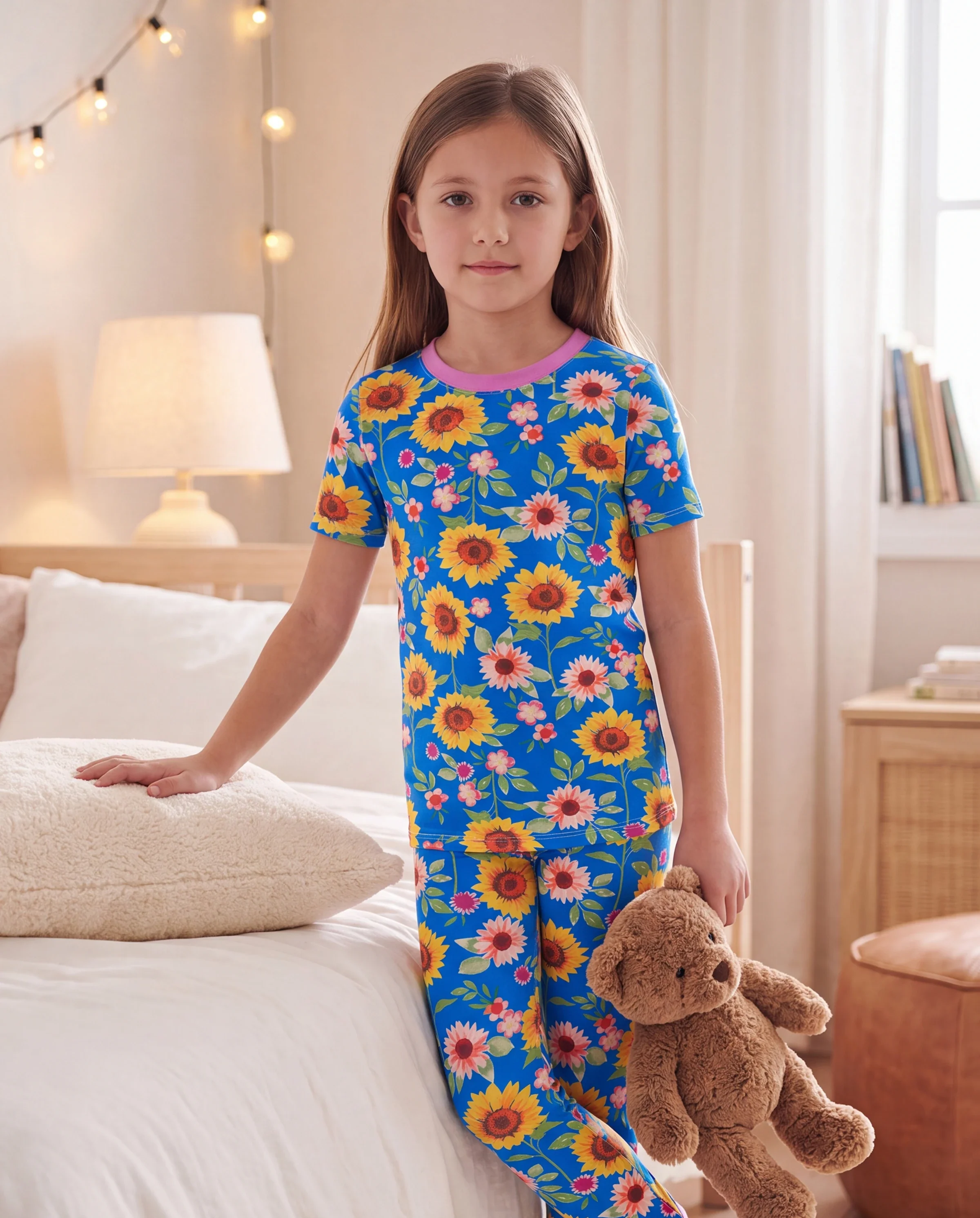 Toddler / Kids Christmas / Halloween Pajamas 3-Piece Bamboo Pajama Set 2-in-1 Look for 4 Seasons (Snug-Fitting) Blue - Image 7