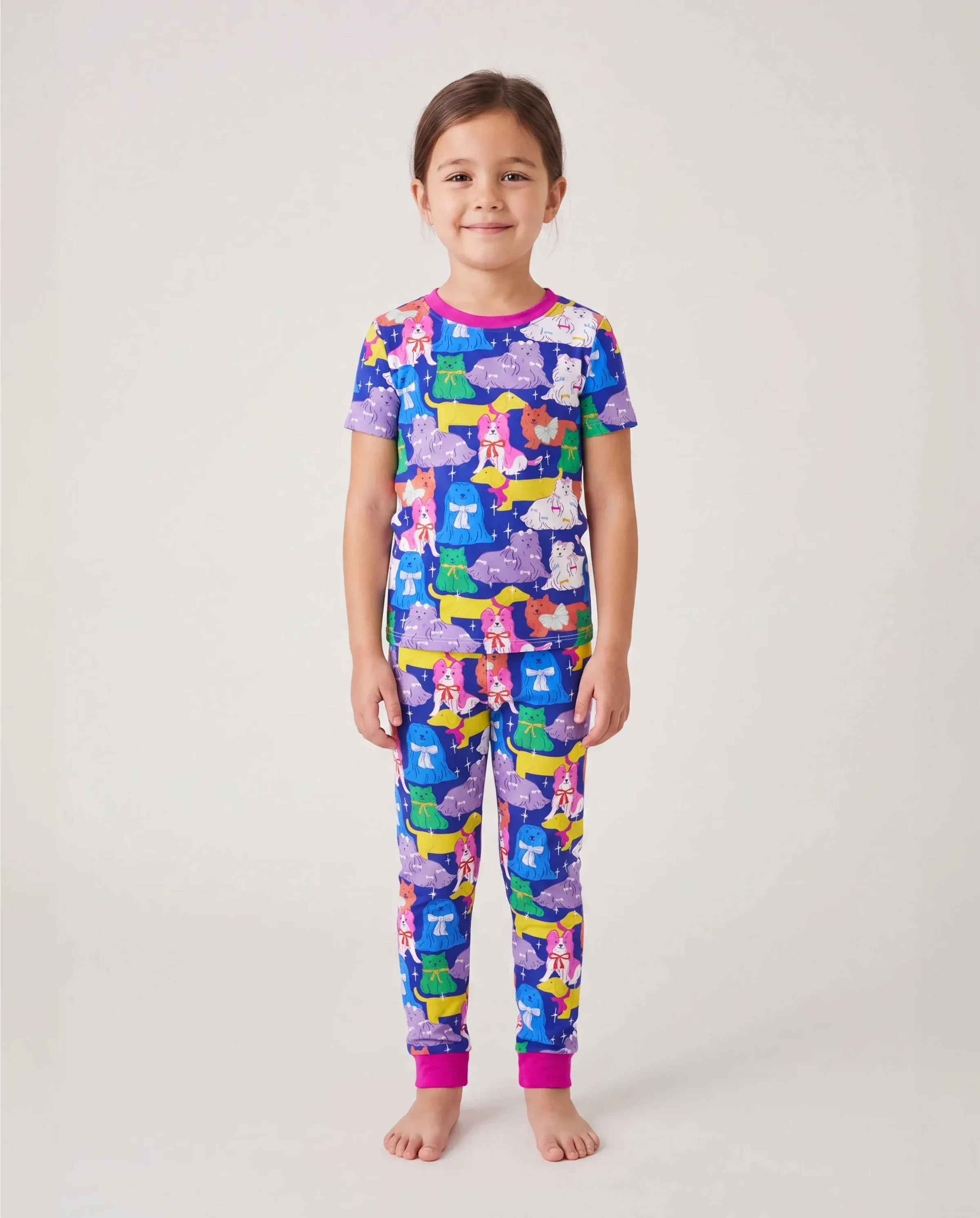 Toddler / Kids Christmas / Halloween Pajamas 3-Piece Bamboo Pajama Set 2-in-1 Look for 4 Seasons (Snug-Fitting) Color block - Image 2