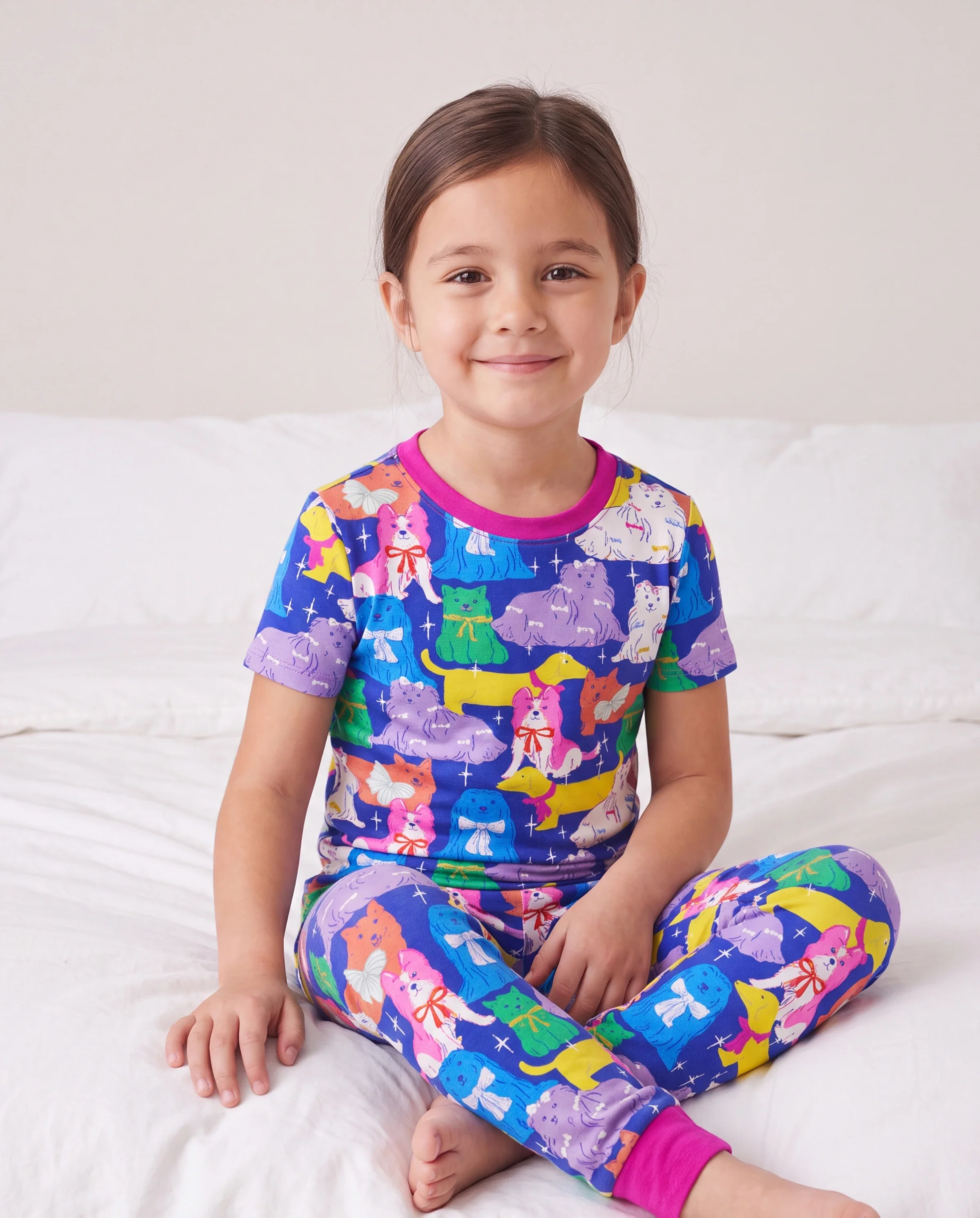 Toddler / Kids Christmas / Halloween Pajamas 3-Piece Bamboo Pajama Set 2-in-1 Look for 4 Seasons (Snug-Fitting) Color block - Image 3