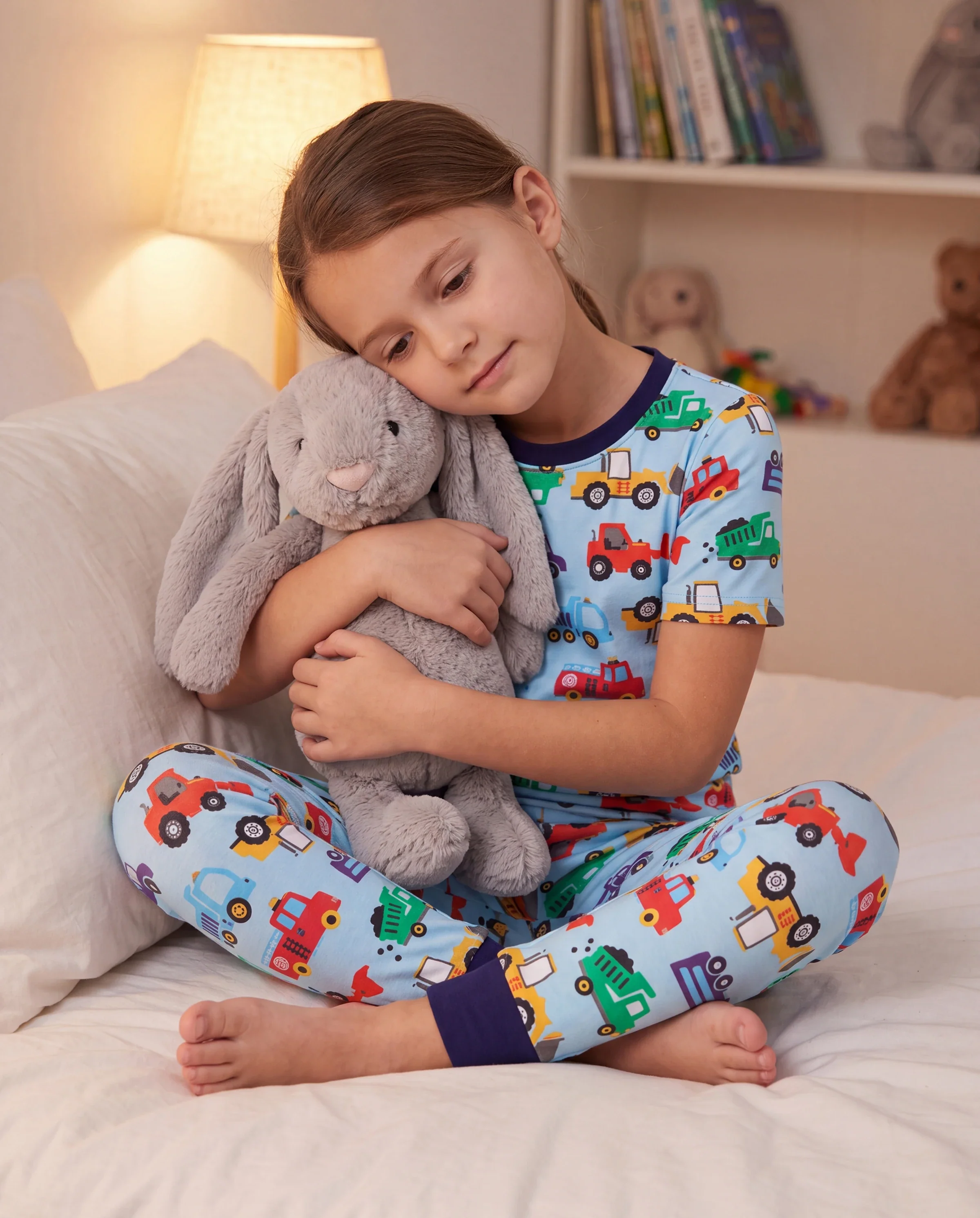 Toddler / Kids Christmas / Halloween Pajamas 3-Piece Bamboo Pajama Set 2-in-1 Look for 4 Seasons (Snug-Fitting) Light Blue - Image 7