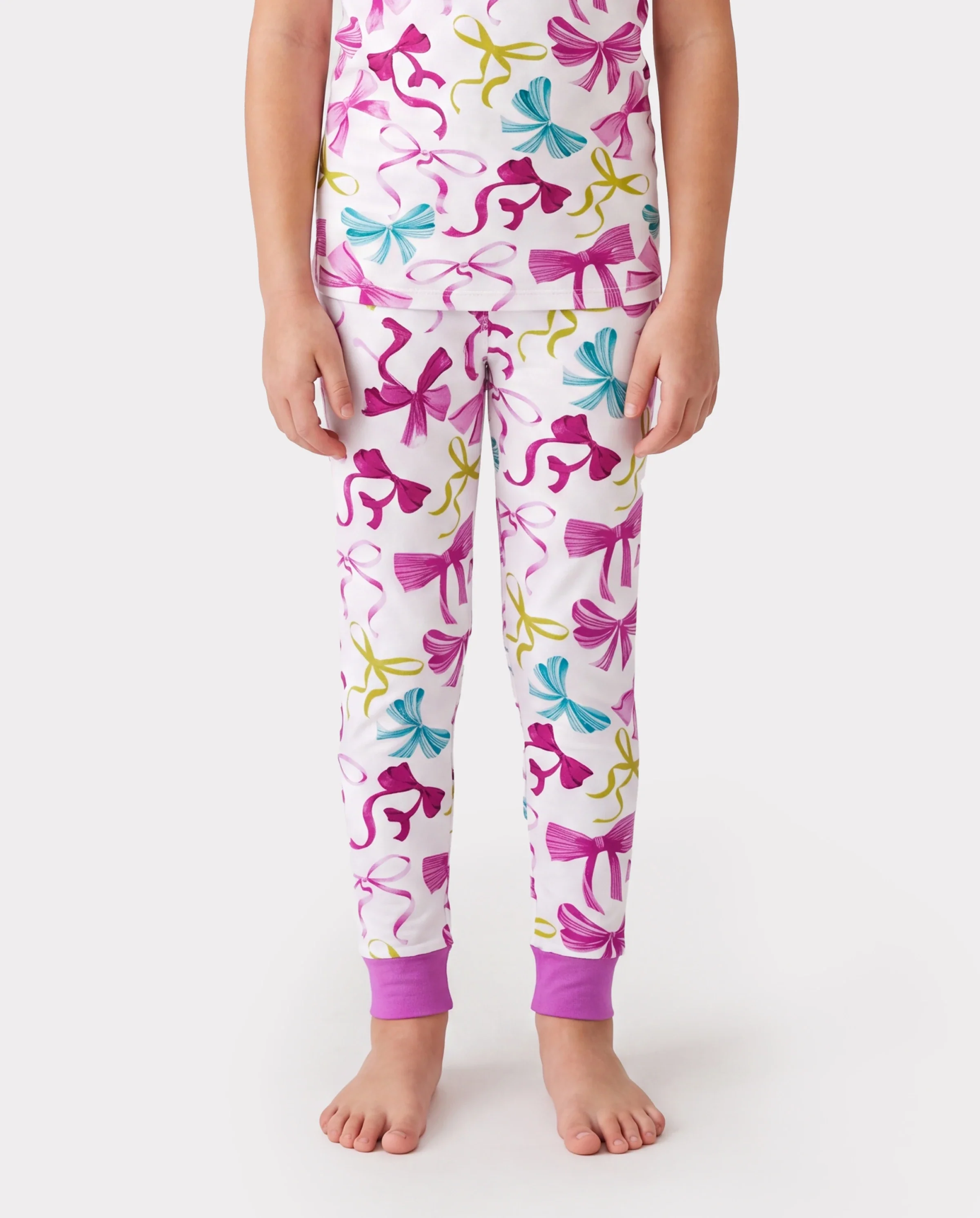 Toddler / Kids Christmas / Halloween Pajamas 3-Piece Bamboo Pajama Set 2-in-1 Look for 4 Seasons (Snug-Fitting) Pink - Image 4
