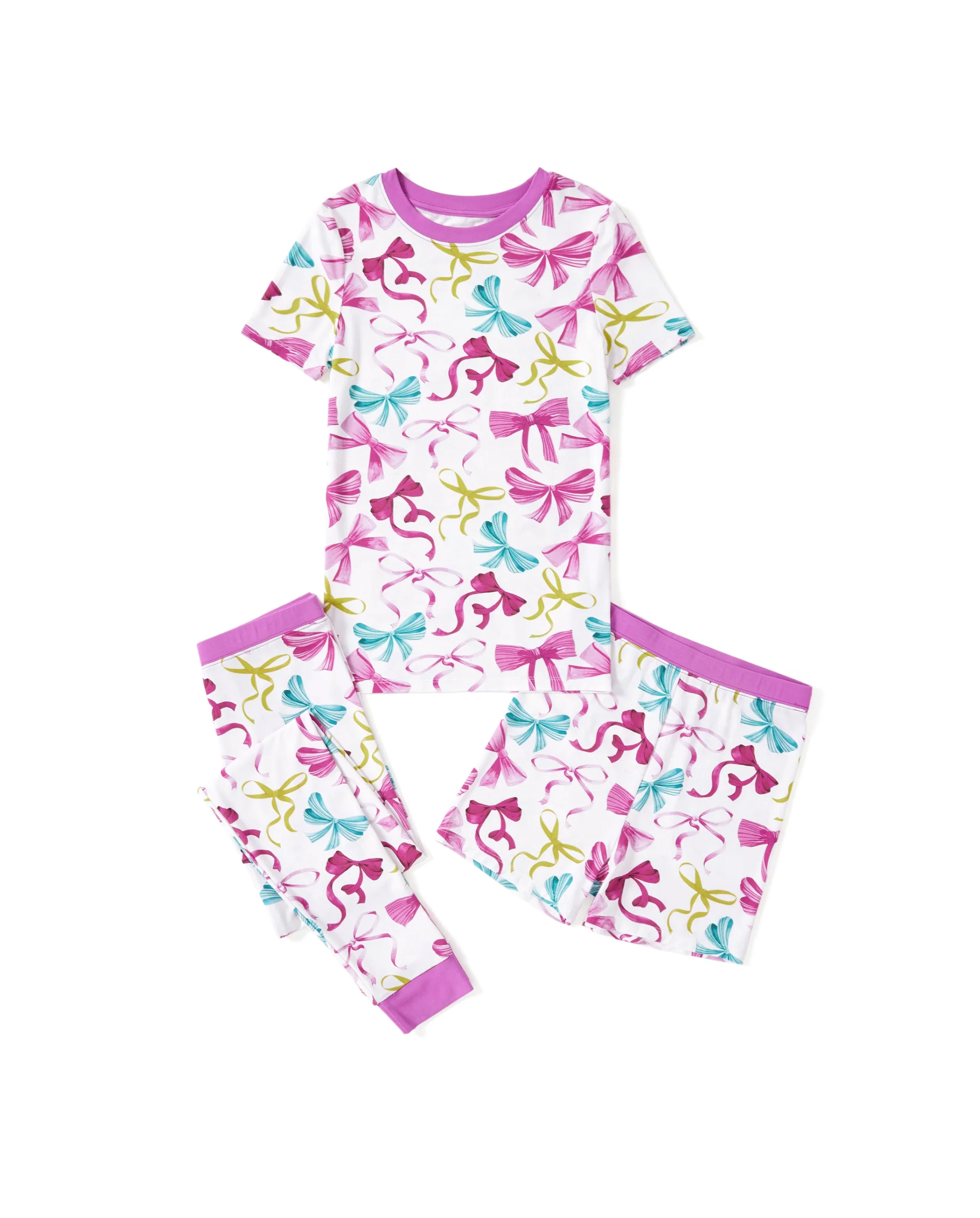 Toddler / Kids Christmas / Halloween Pajamas 3-Piece Bamboo Pajama Set 2-in-1 Look for 4 Seasons (Snug-Fitting) Pink - Image 6