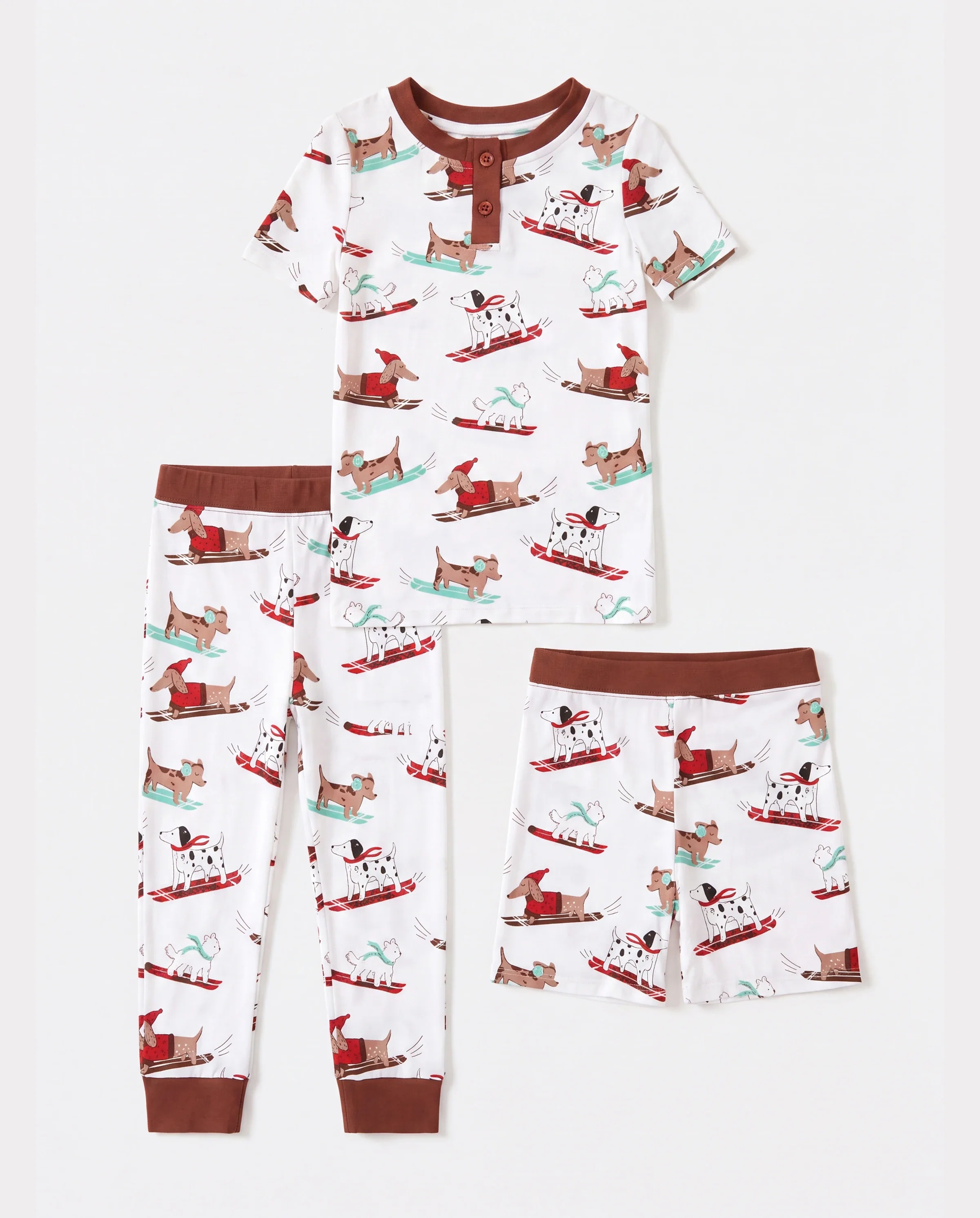 Toddler / Kids Christmas / Halloween Pajamas 3-Piece Bamboo Pajama Set 2-in-1 Look for 4 Seasons (Snug-Fitting) White - Image 6