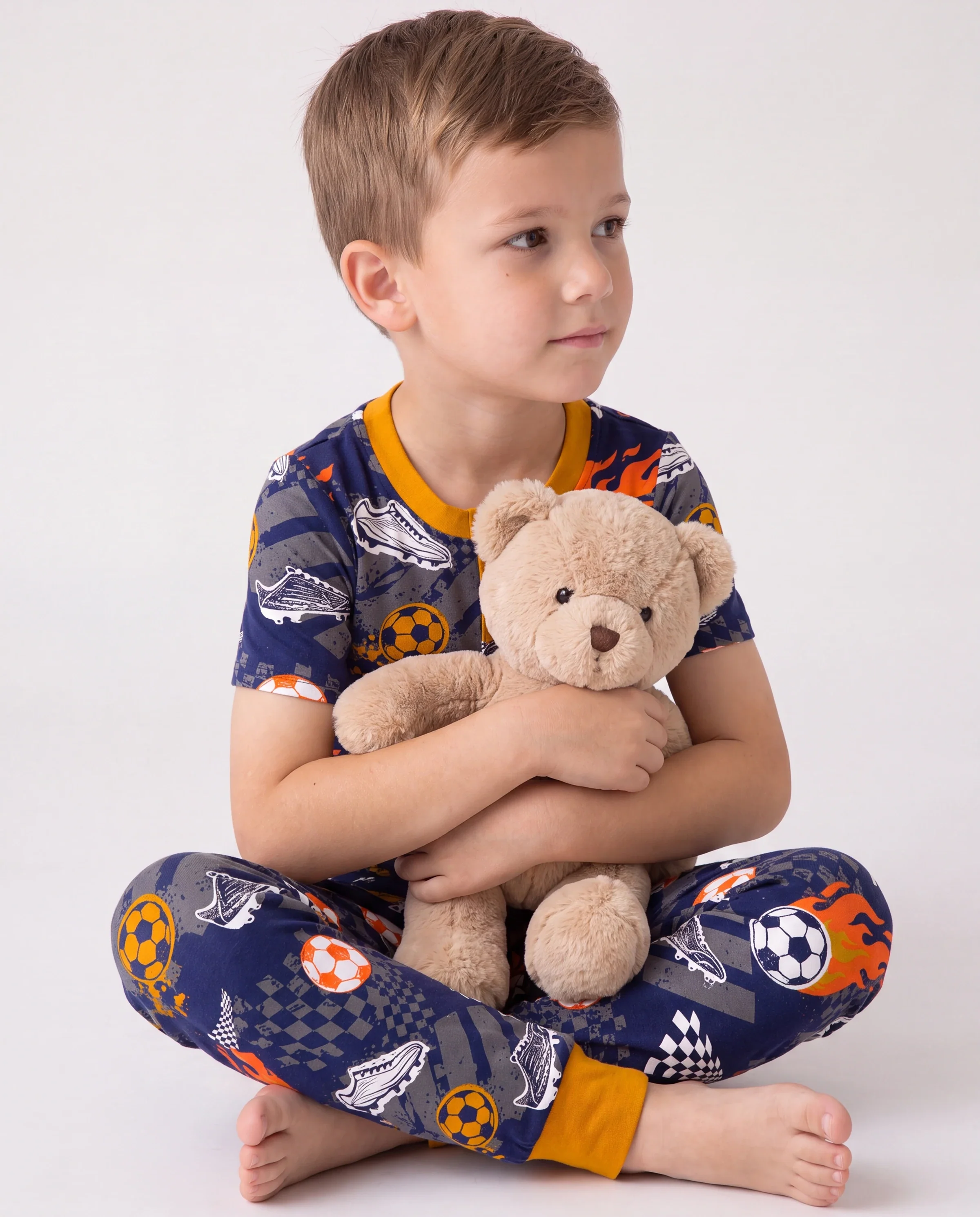 Toddler / Kids Christmas / Halloween PJS for Boys 3-Piece Bamboo Pajama Set 2-in-1 Look for 4 Seasons (Snug-Fitting) Black - Image 2