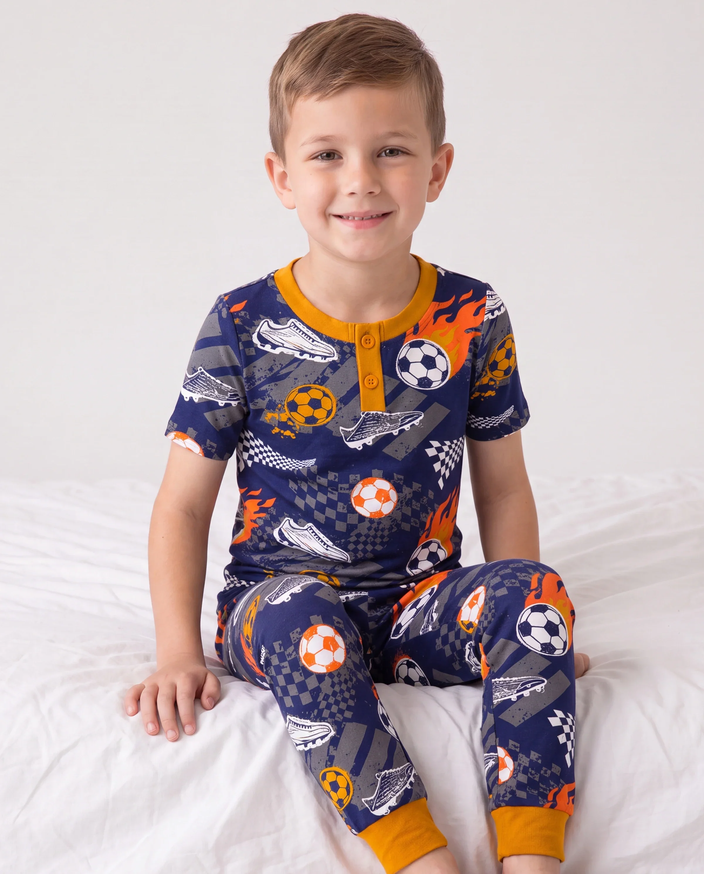 Toddler / Kids Christmas / Halloween PJS for Boys 3-Piece Bamboo Pajama Set 2-in-1 Look for 4 Seasons (Snug-Fitting) Black - Image 3