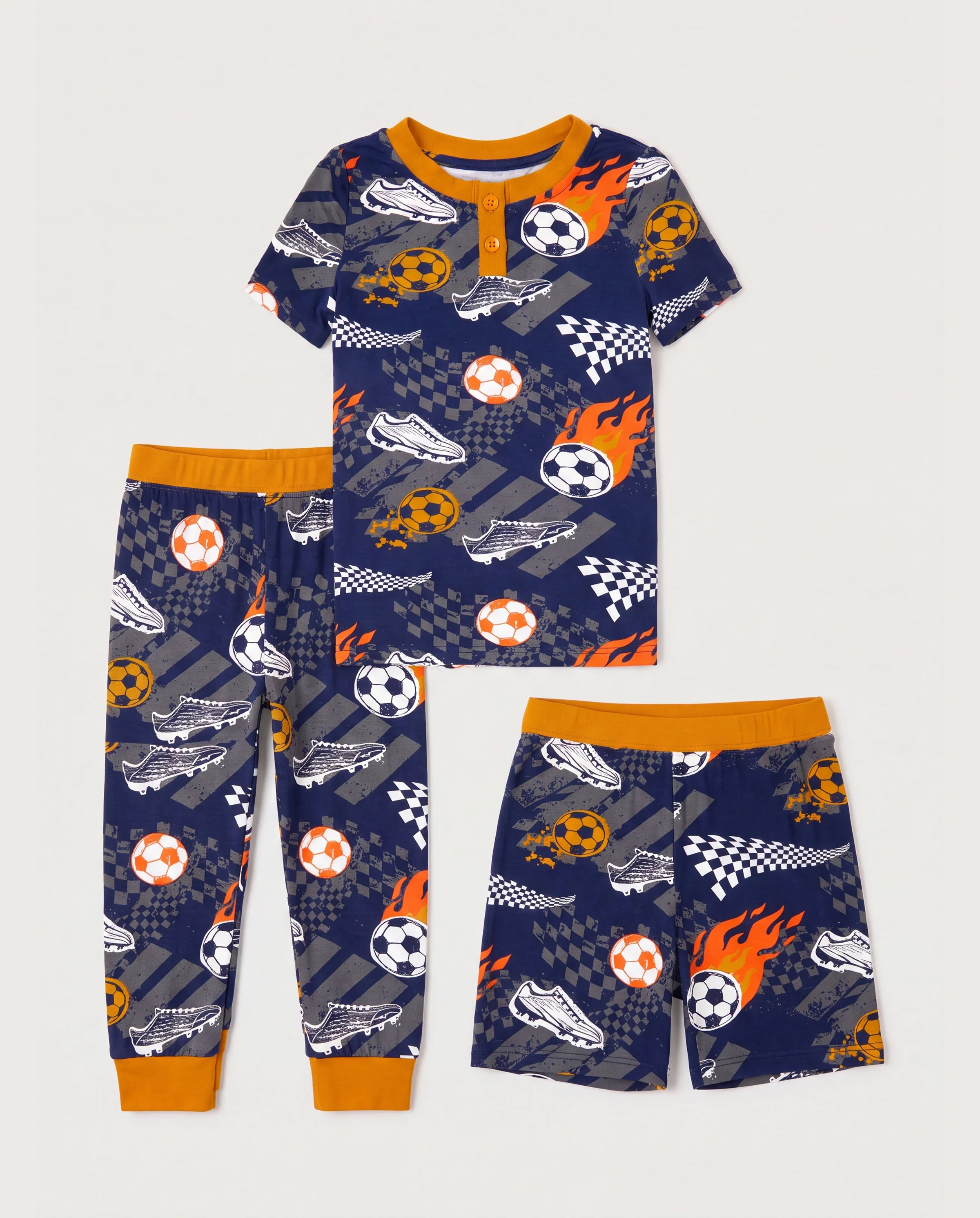 Toddler / Kids Christmas / Halloween PJS for Boys 3-Piece Bamboo Pajama Set 2-in-1 Look for 4 Seasons (Snug-Fitting) Black - Image 6