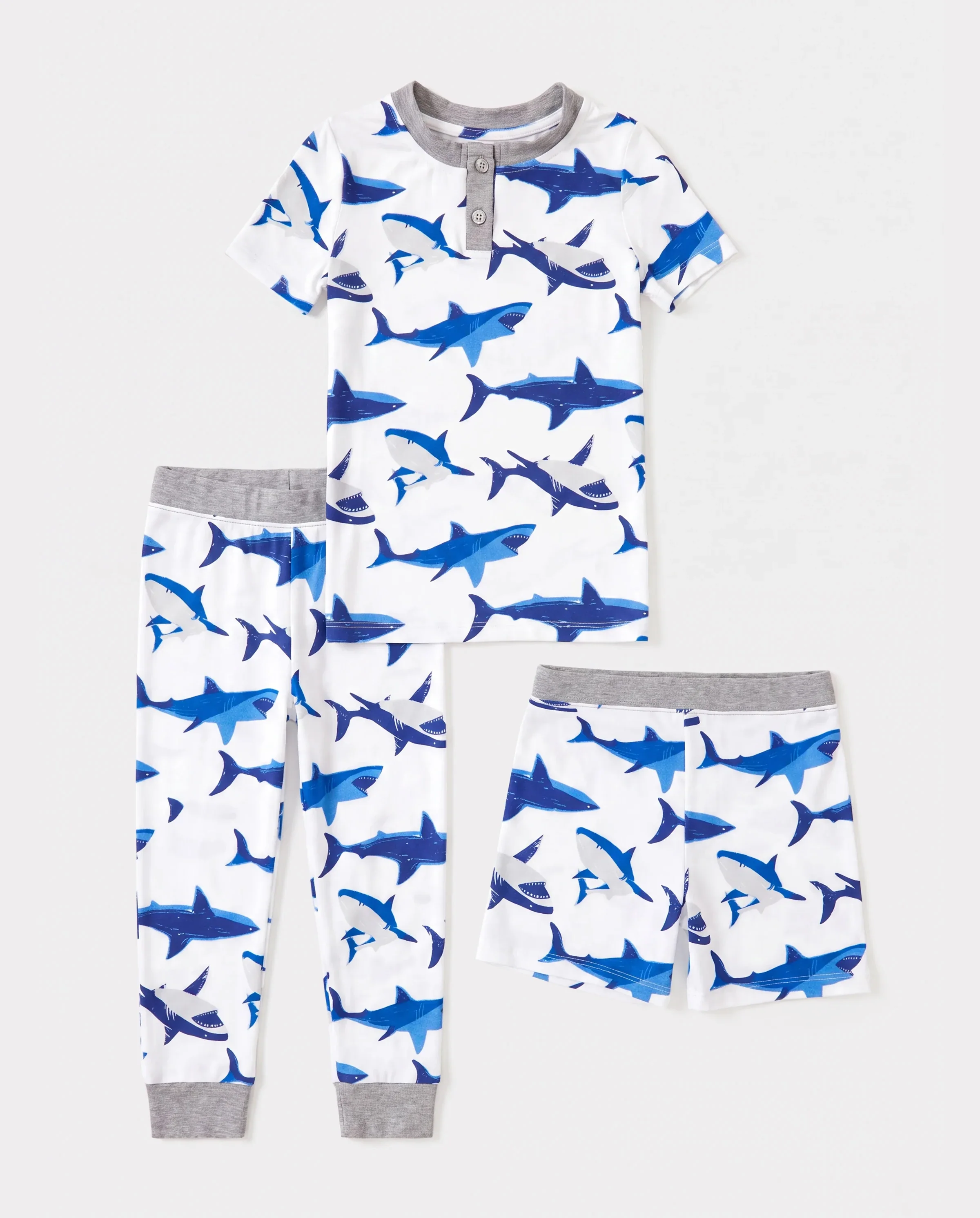 Toddler / Kids Christmas / Halloween PJS for Boys 3-Piece Bamboo Pajama Set 2-in-1 Look for 4 Seasons (Snug-Fitting) Bluish Grey - Image 5