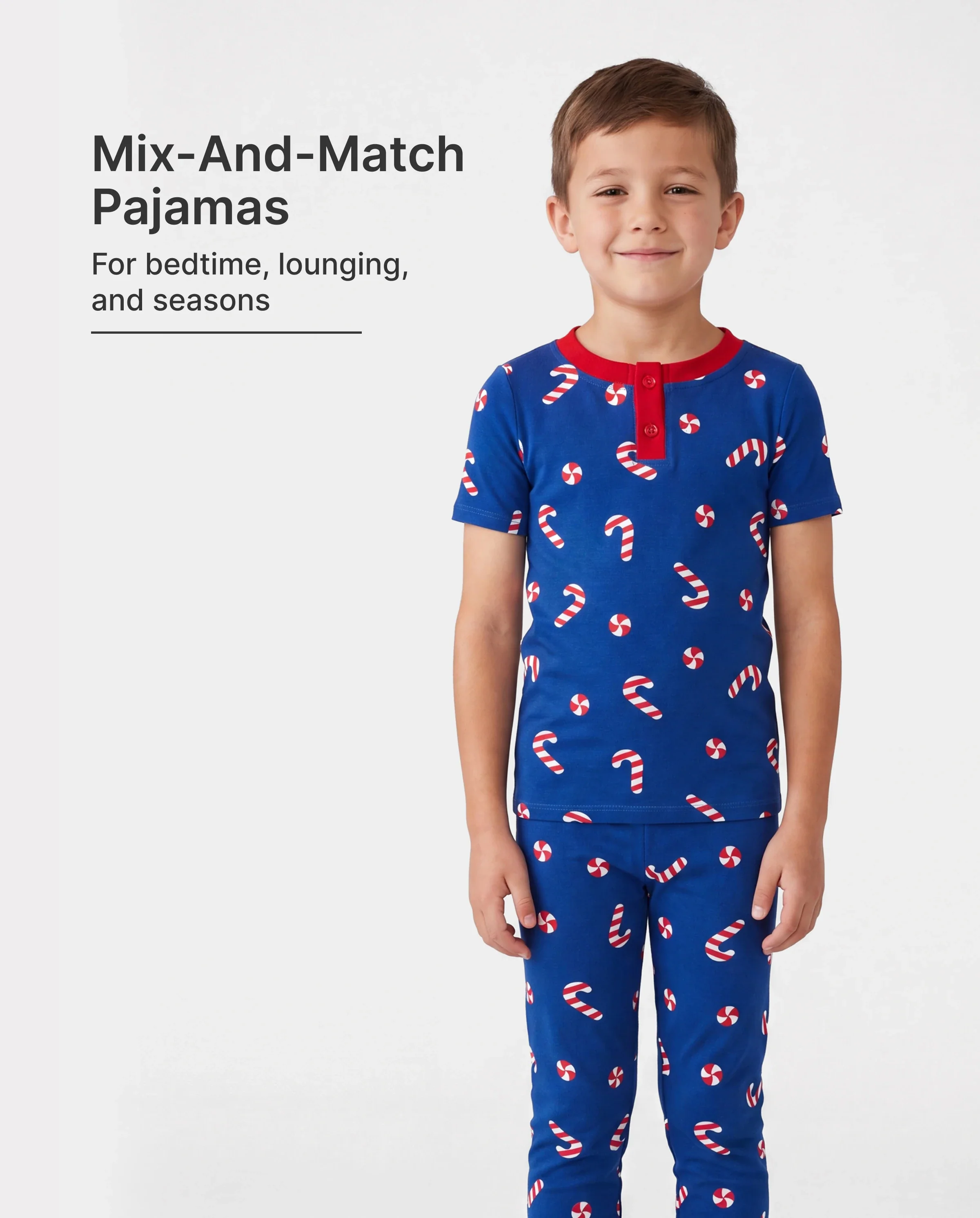 Toddler / Kids Christmas / Halloween PJS for Boys 3-Piece Bamboo Pajama Set 2-in-1 Look for 4 Seasons (Snug-Fitting) Deep Blue - Image 2
