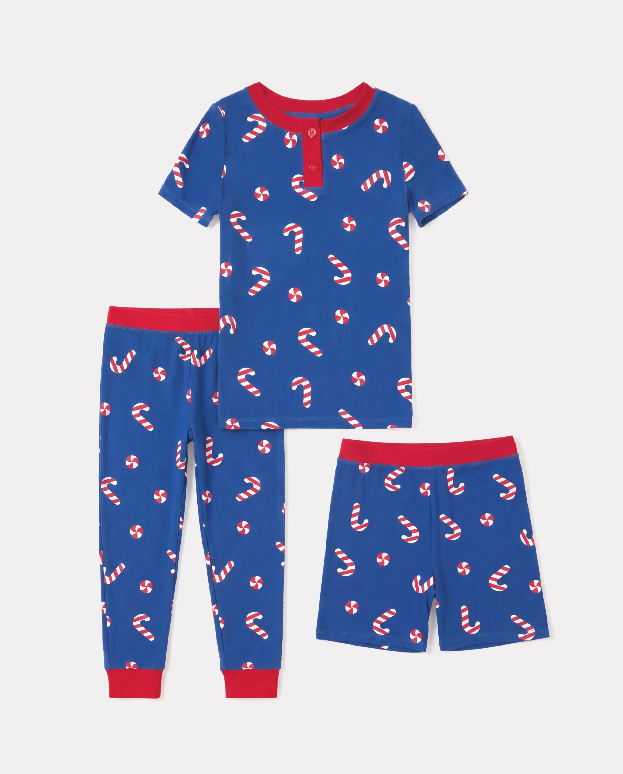 Toddler / Kids Christmas / Halloween PJS for Boys 3-Piece Bamboo Pajama Set 2-in-1 Look for 4 Seasons (Snug-Fitting) Deep Blue - Image 7