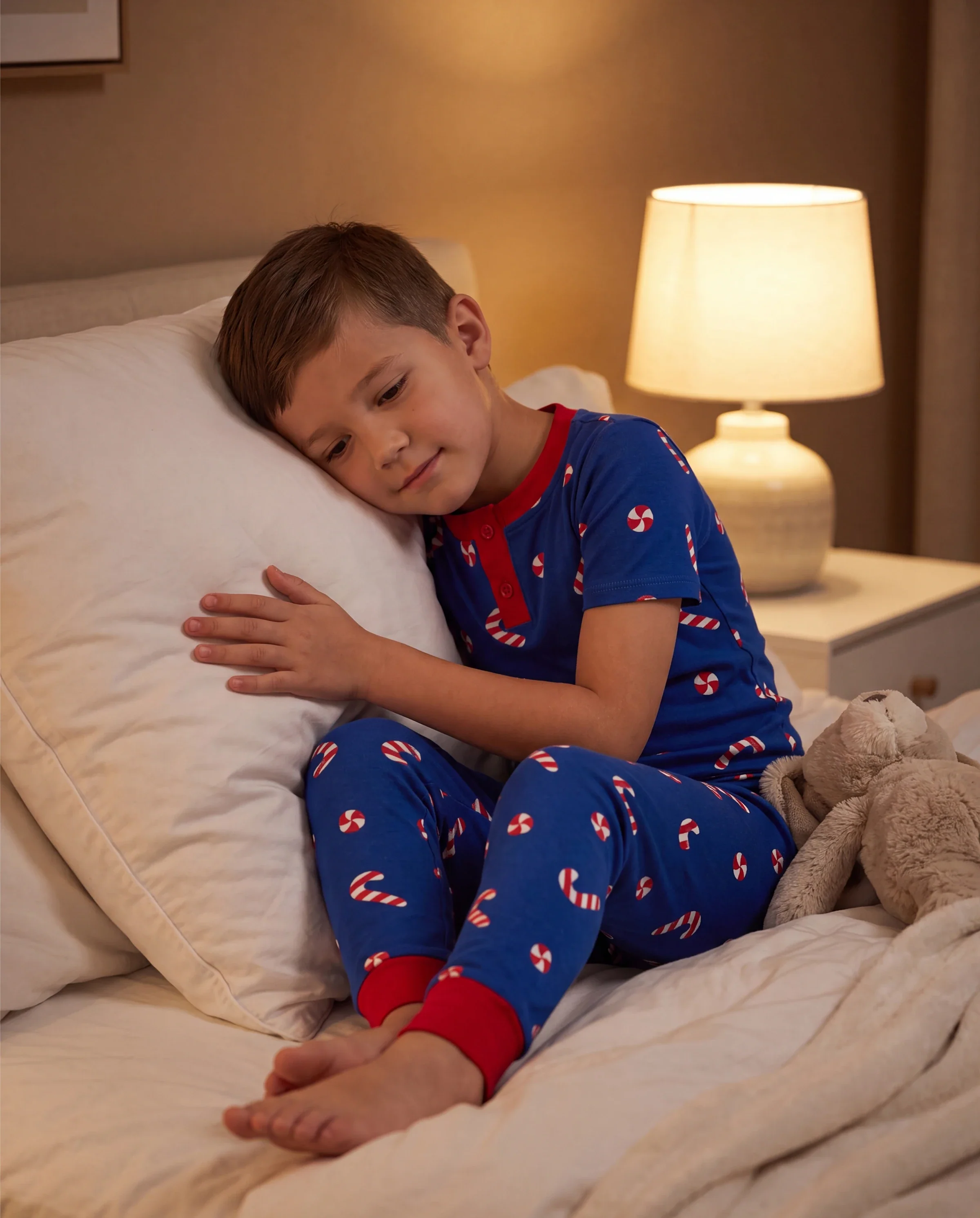Toddler / Kids Christmas / Halloween PJS for Boys 3-Piece Bamboo Pajama Set 2-in-1 Look for 4 Seasons (Snug-Fitting) Deep Blue - Image 8