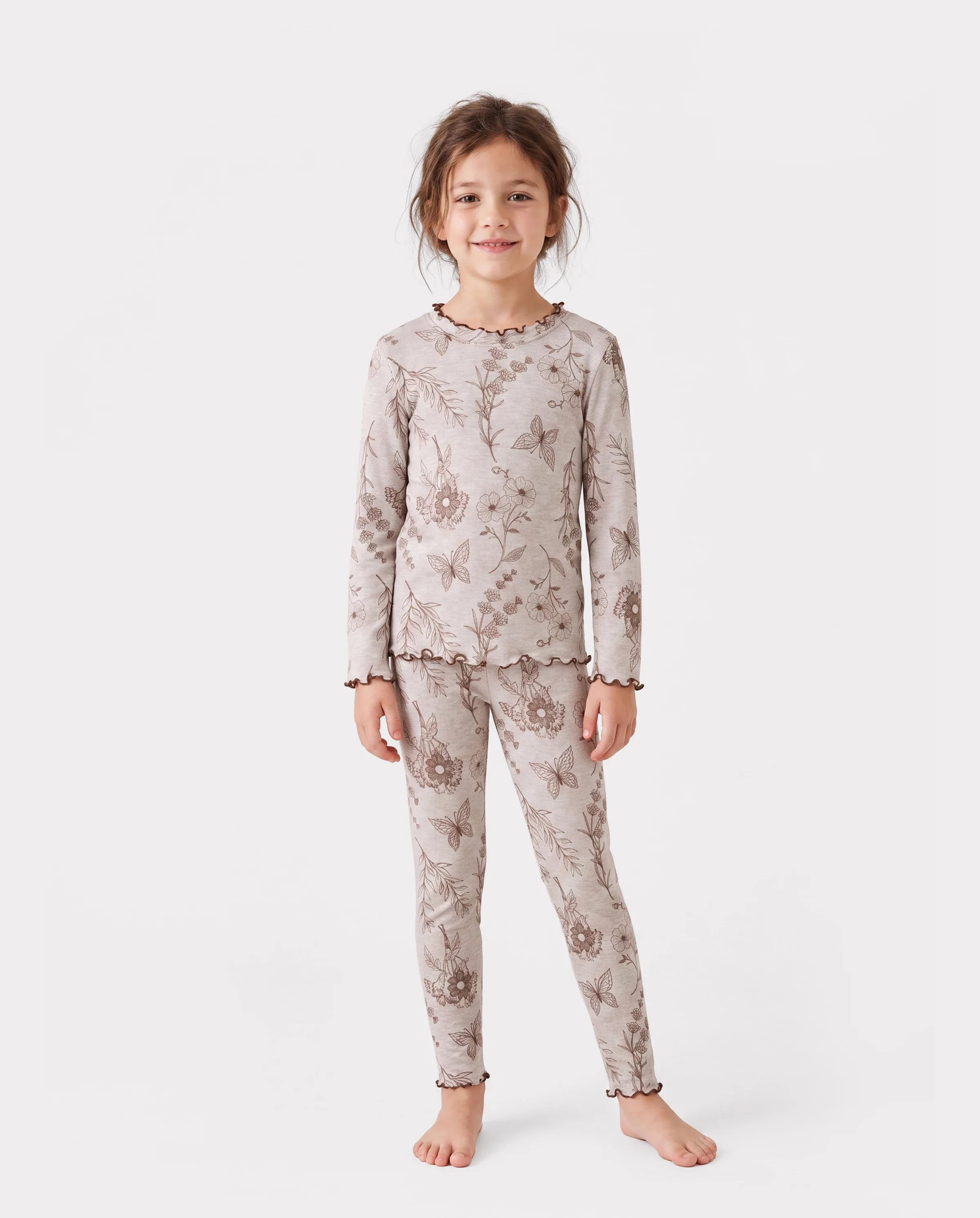 Toddler / Kids Pajamas 2-piece Pajama Set with Soft Tencel Lyocell Wool Blend (Snug-Fitting ) Apricot
