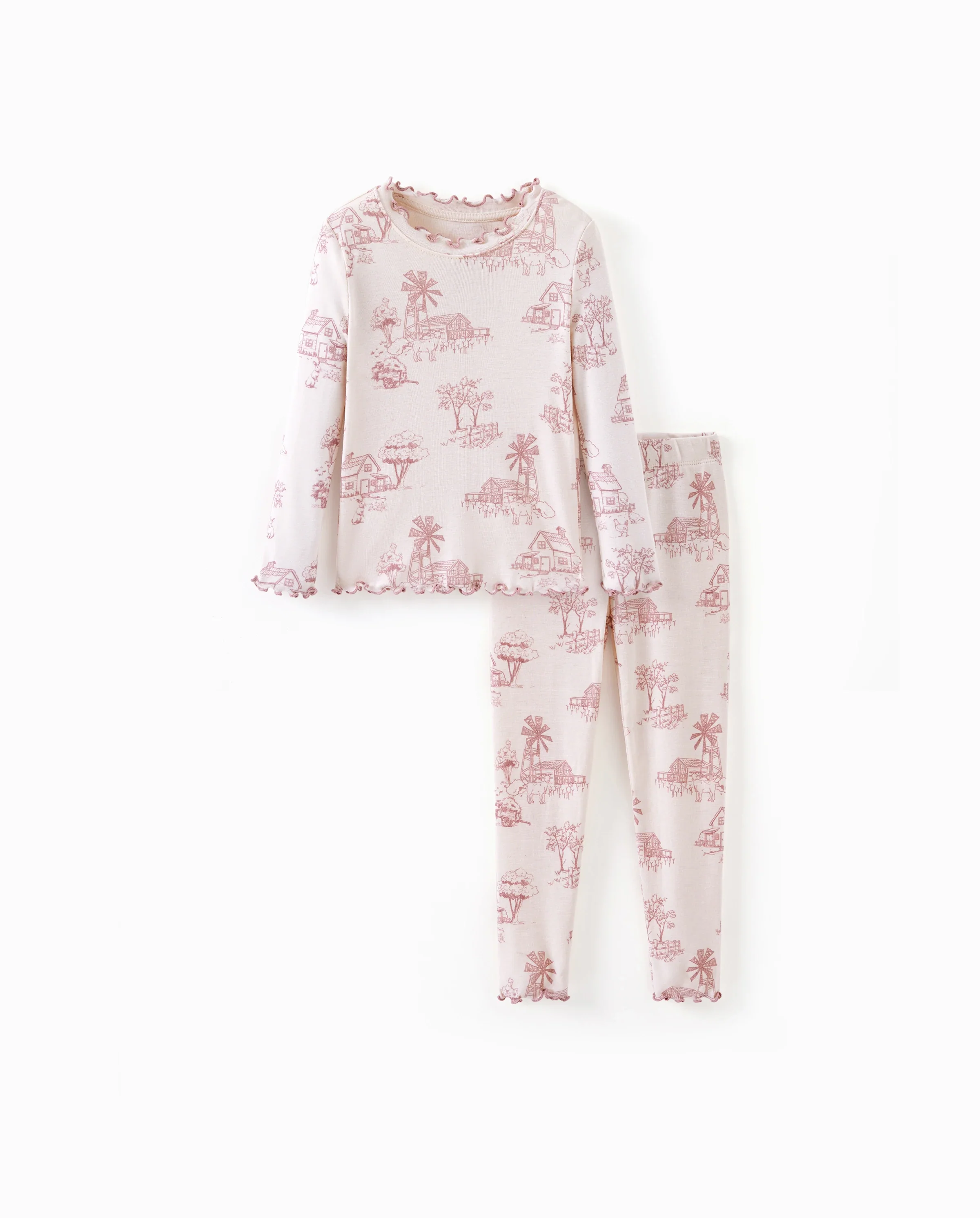 Toddler / Kids Pajamas 2-piece Pajama Set with Soft Tencel Lyocell Wool Blend (Snug-Fitting ) Light Pink - Image 6