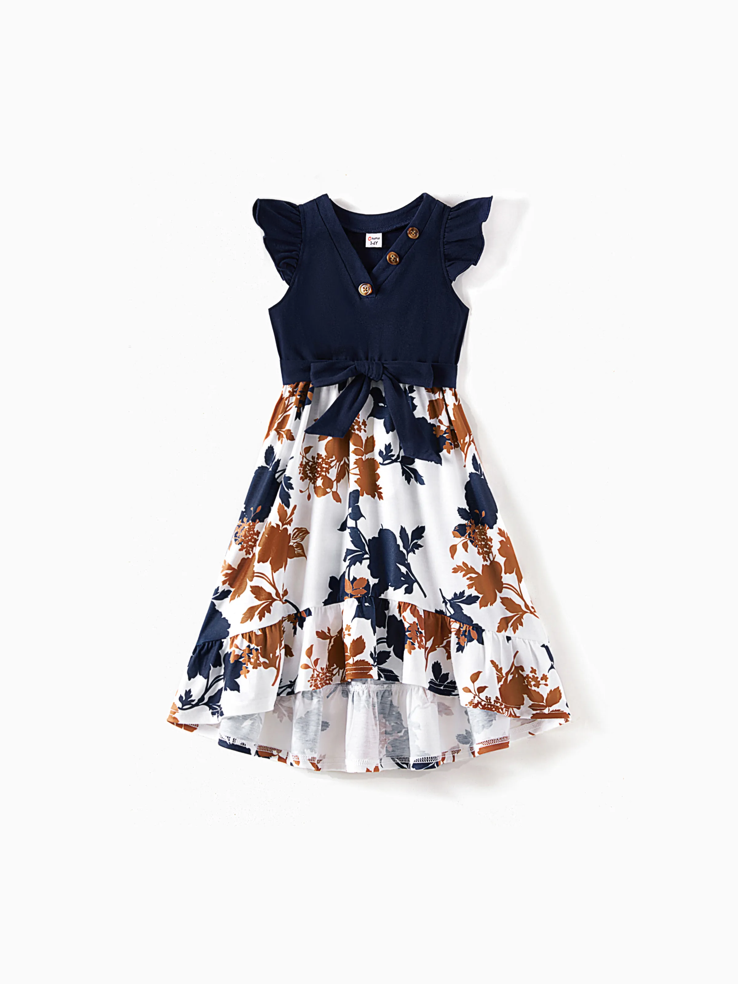 Toddler/Kid Girl Floral Dress Fabric Stitching royalblue