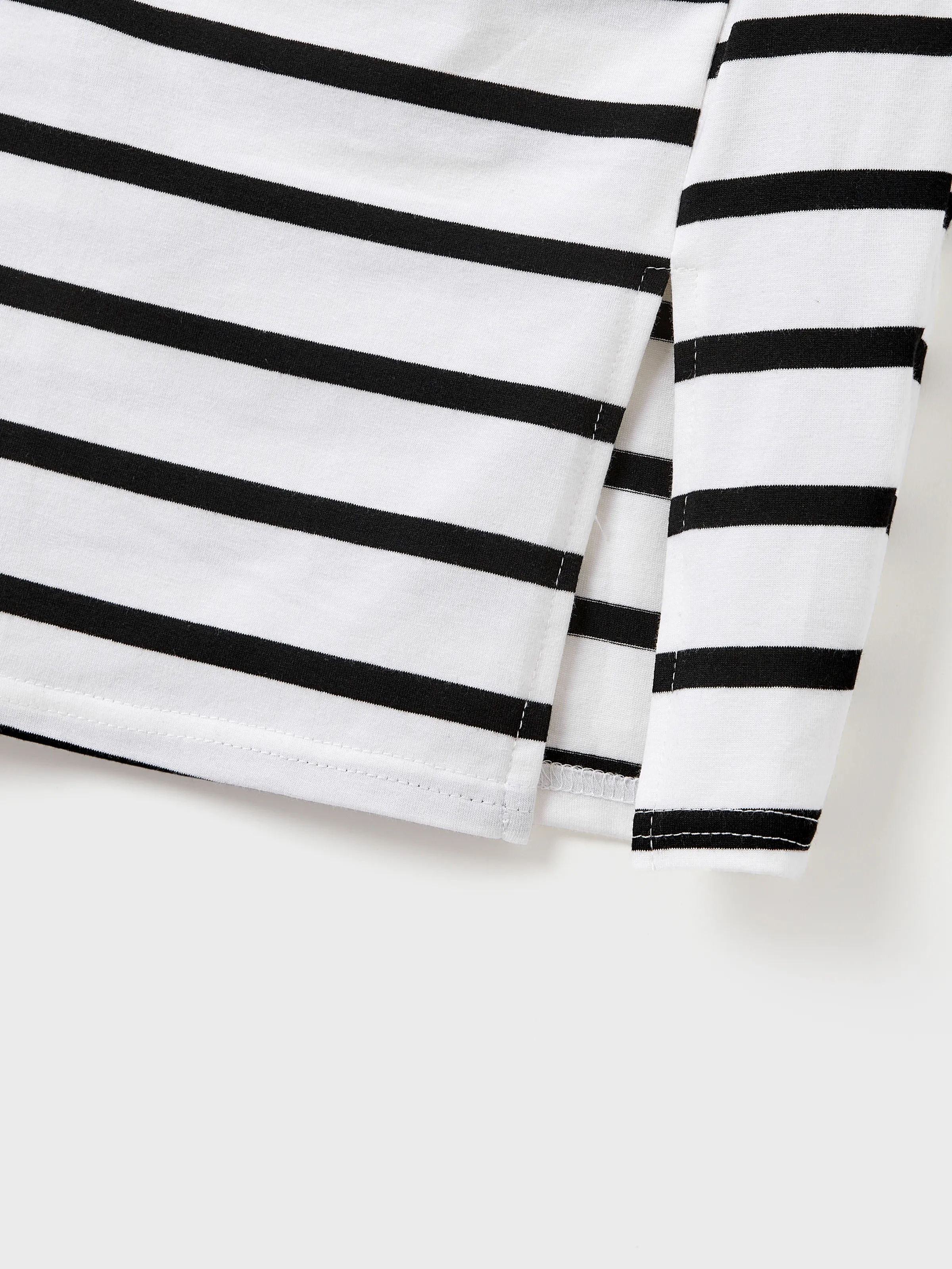 Toddler/Kid Girl Cotton Black and White Stripe Strap Bodycon Dress Black+White - Image 6