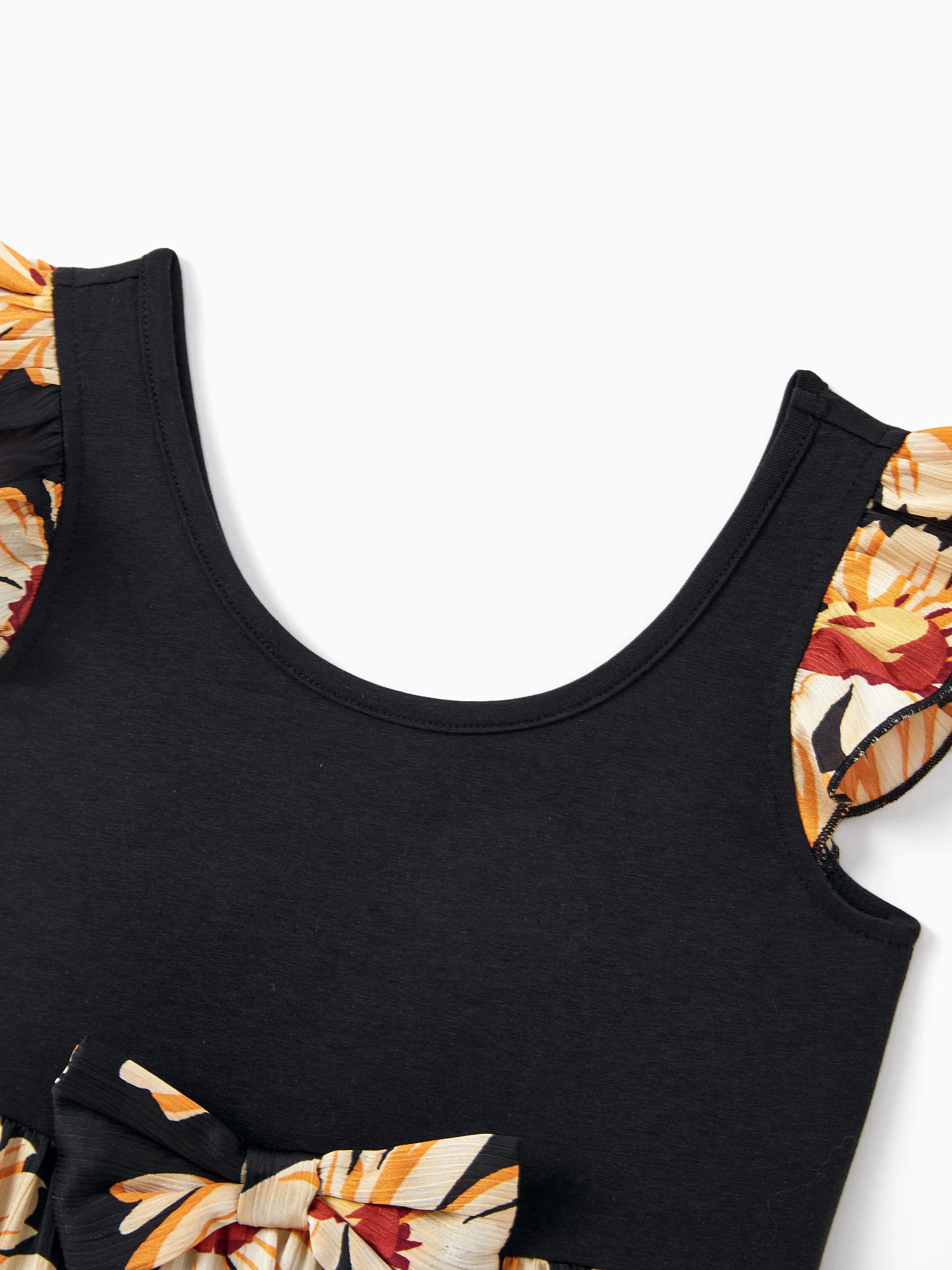 Toddler/Kid Girl Set Floral Sleeveless Strappy Dress Black - Image 6