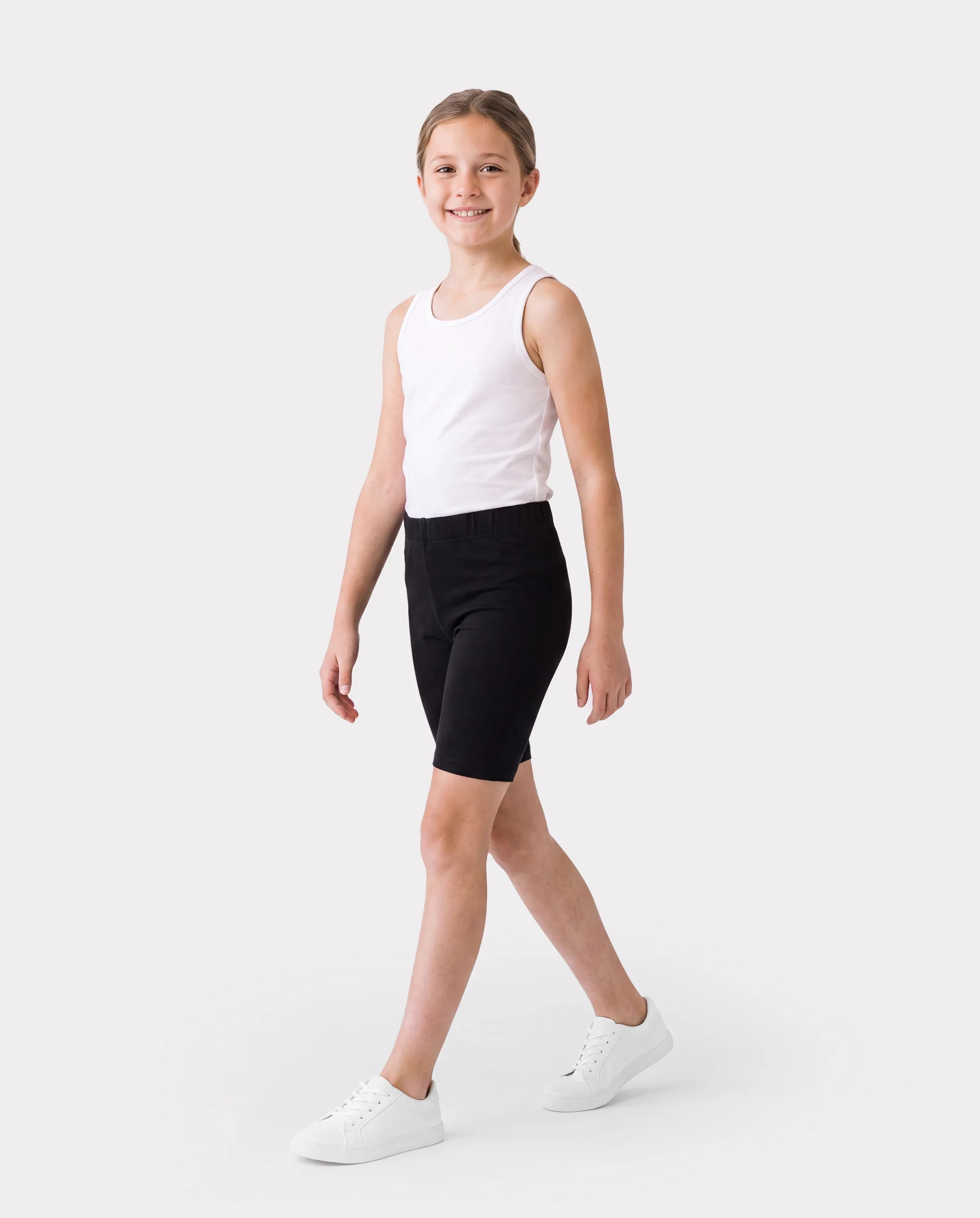 Toddler/Kid Girl Solid Color Cotton Leggings Shorts Black